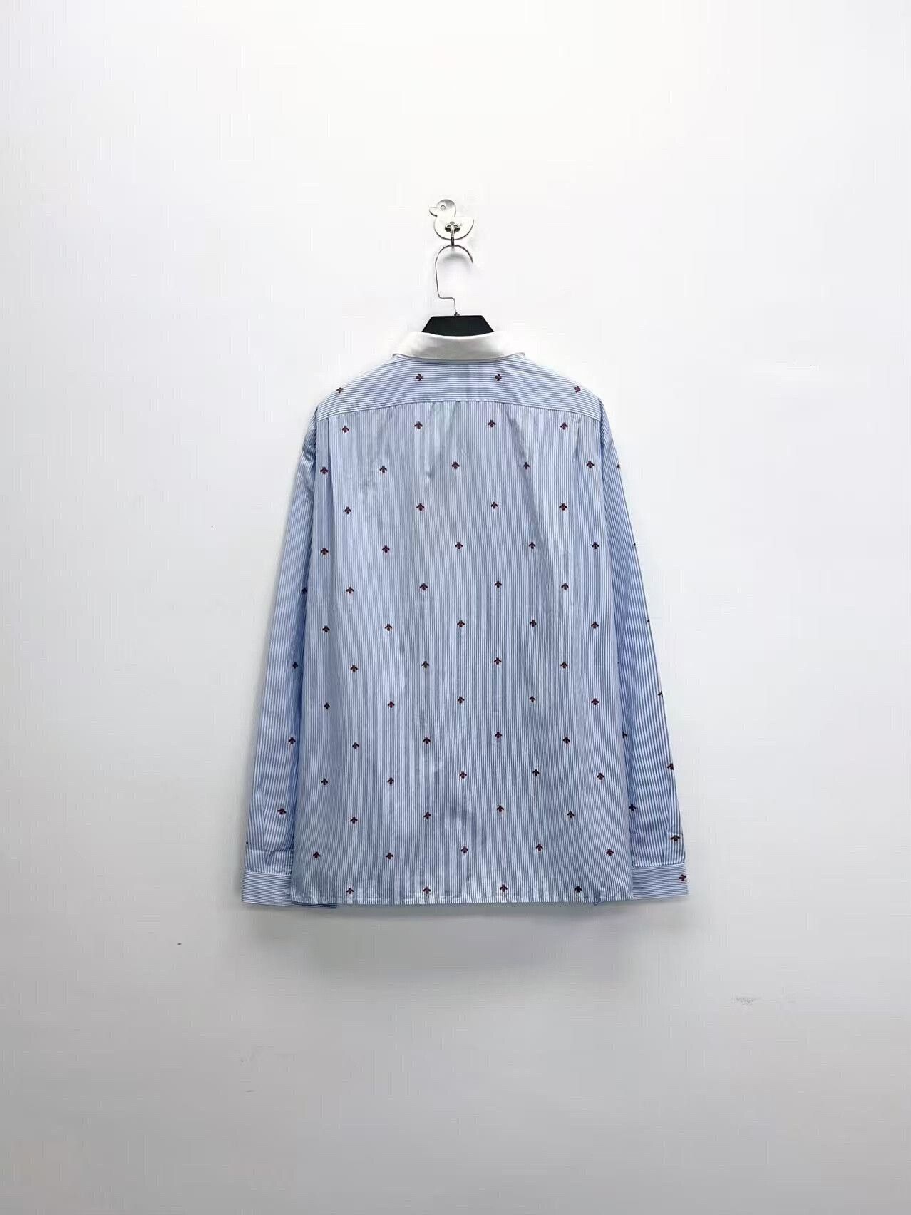 Gucci gucci blue striped embroidered bee shirt Size US L / EU 52-54 / 3 - 2 Thumbnail