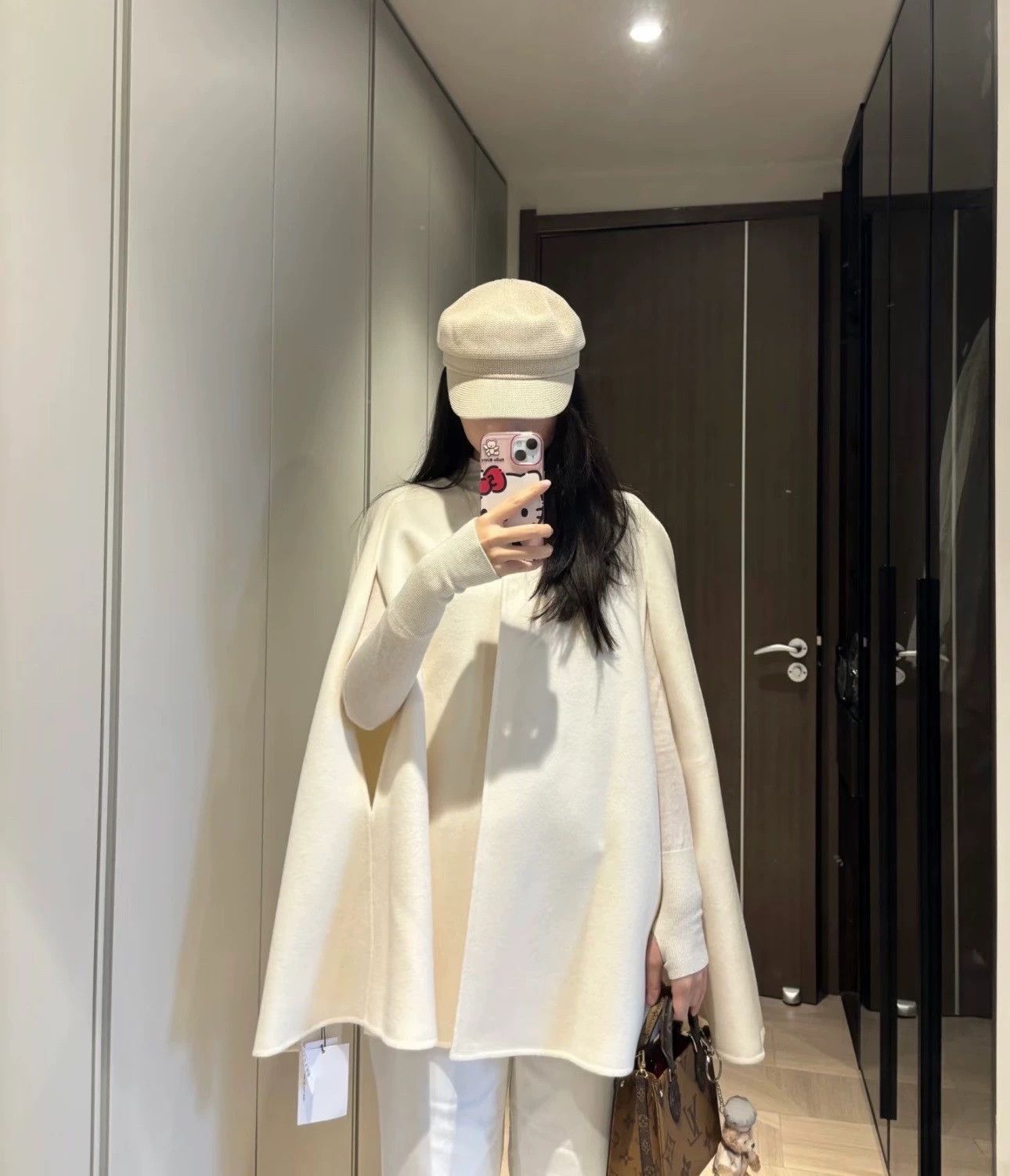 Valentino Valentino Beige Silk Blend Ruffle Cape Coat Size L / US 10 / IT 46 - 6 Thumbnail