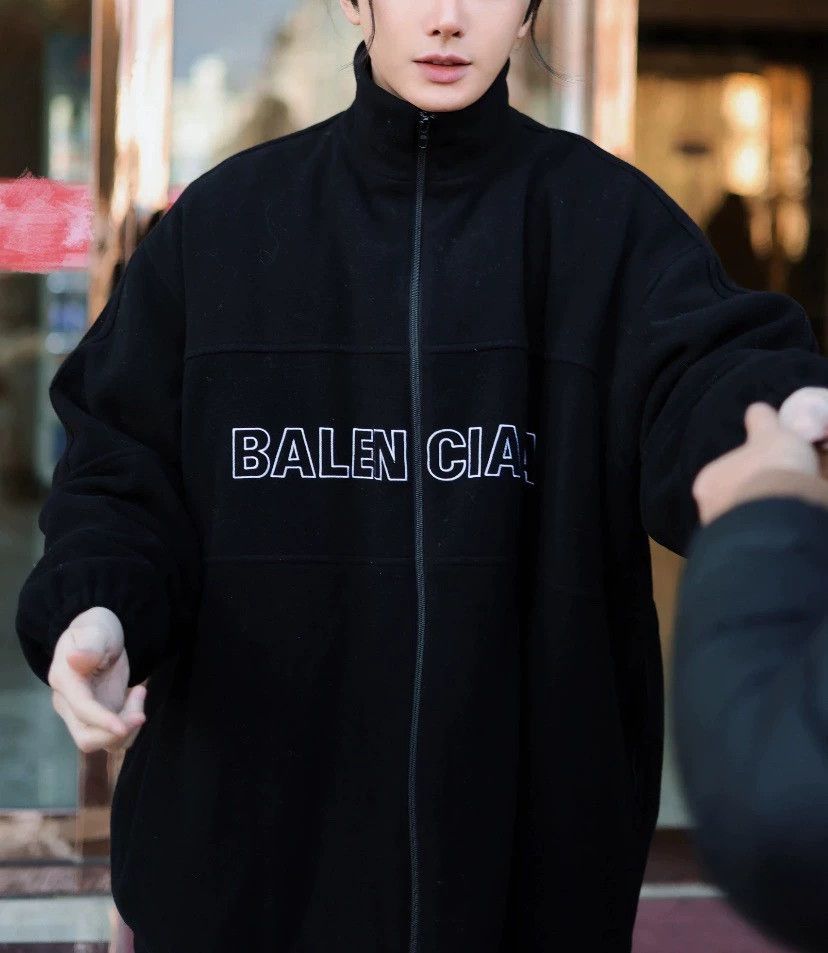 Balenciaga black logo wool blend jacket by balenciaga Size US L / EU 52-54 / 3 - 4 Thumbnail