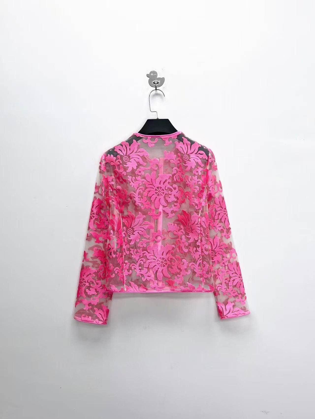 Versace Versace Floral Logo Zip Jacket in Pink Size M / US 6-8 / IT 42-44 - 2 Thumbnail