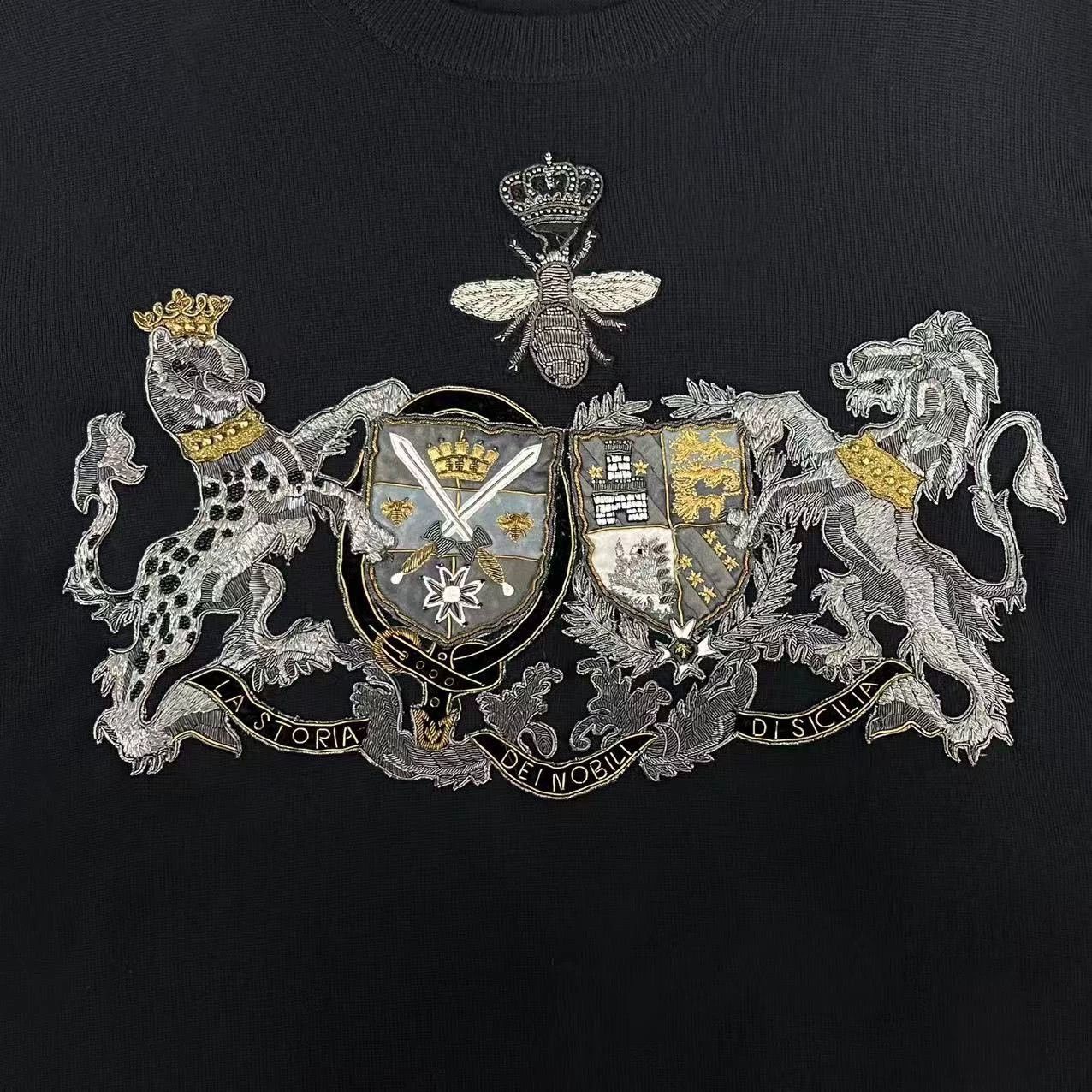 Dolce & Gabbana Dolce&Gabbana Black Embellished Crown Sweater Size US XXL / EU 58 / 5 - 4 Thumbnail