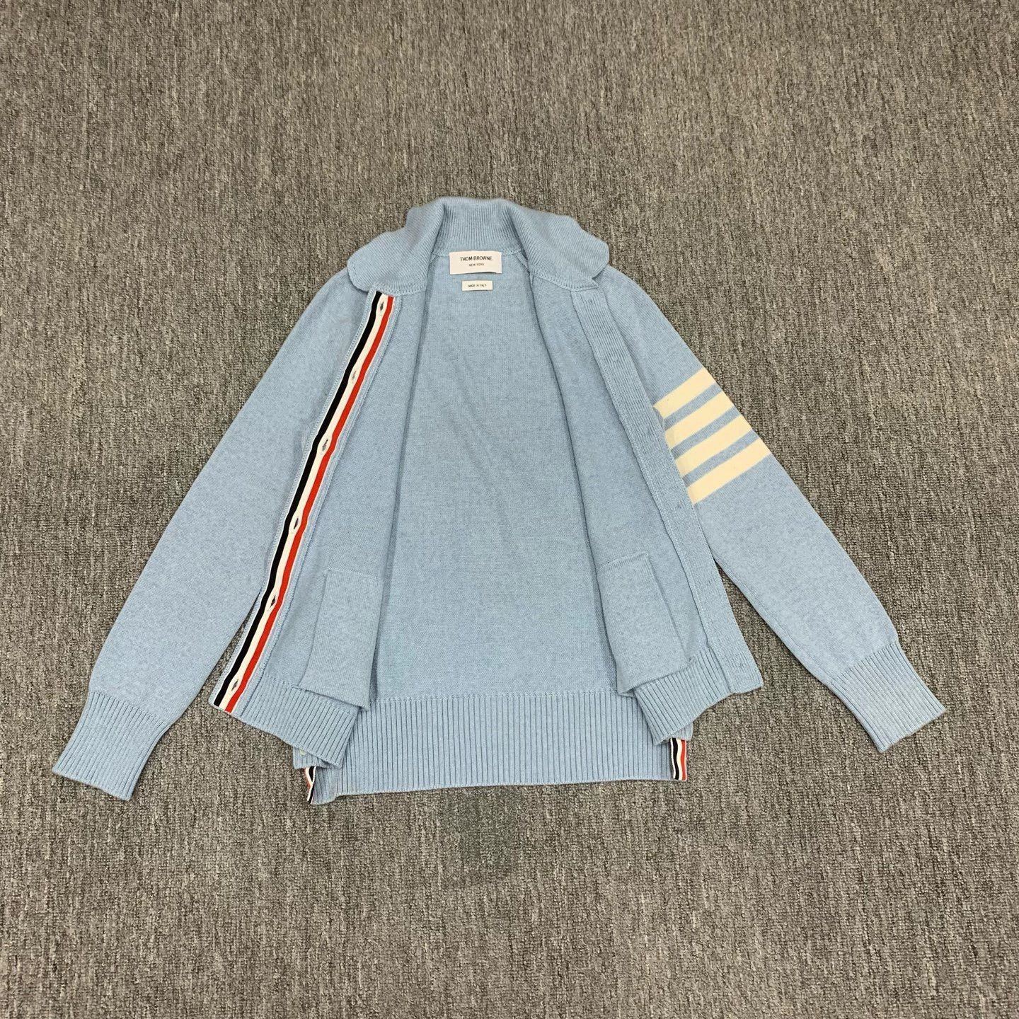 Thom Browne thom browne light blue striped wool cardigan Size US S / EU 44-46 / 1 - 8 Thumbnail