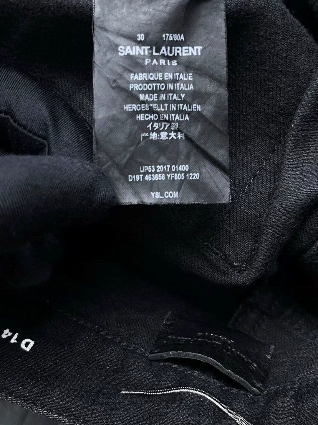 Saint Laurent Paris black distressed straight-leg jeans by saint laurent Size US 30 / EU 46 - 4 Thumbnail
