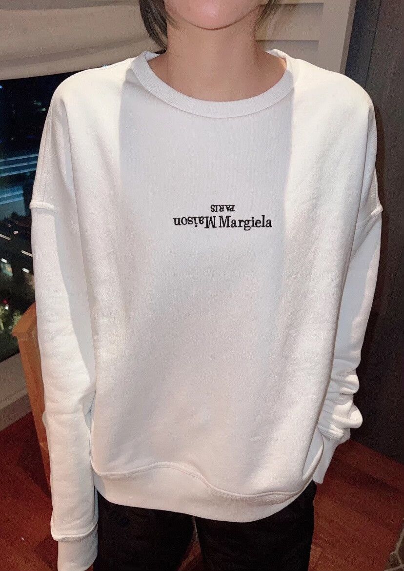 Maison Margiela maison margiela white embroidered logo sweatshirt Size US L / EU 52-54 / 3 - 4 Thumbnail