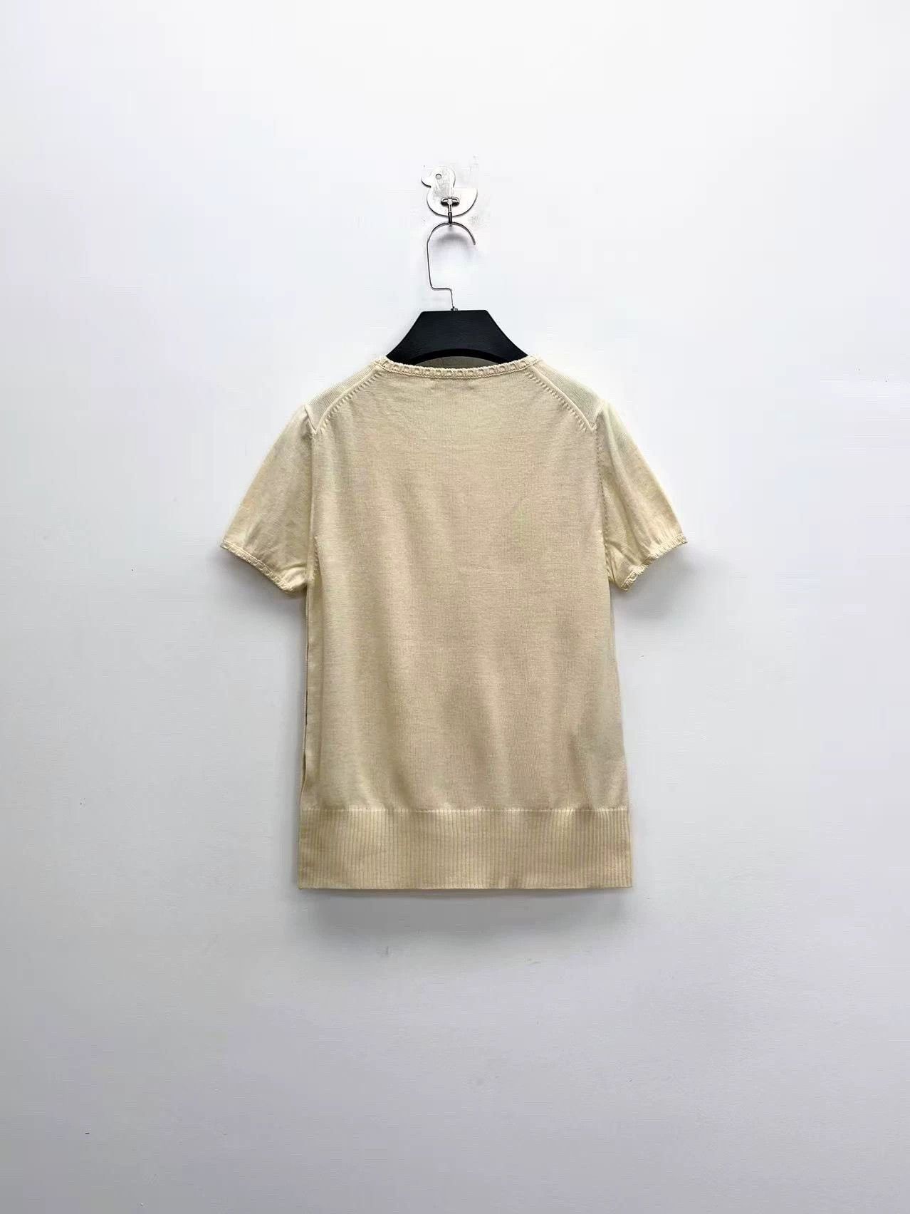 Burberry burberry beige short sleeve knit top Size S / US 4 / IT 40 - 2 Thumbnail