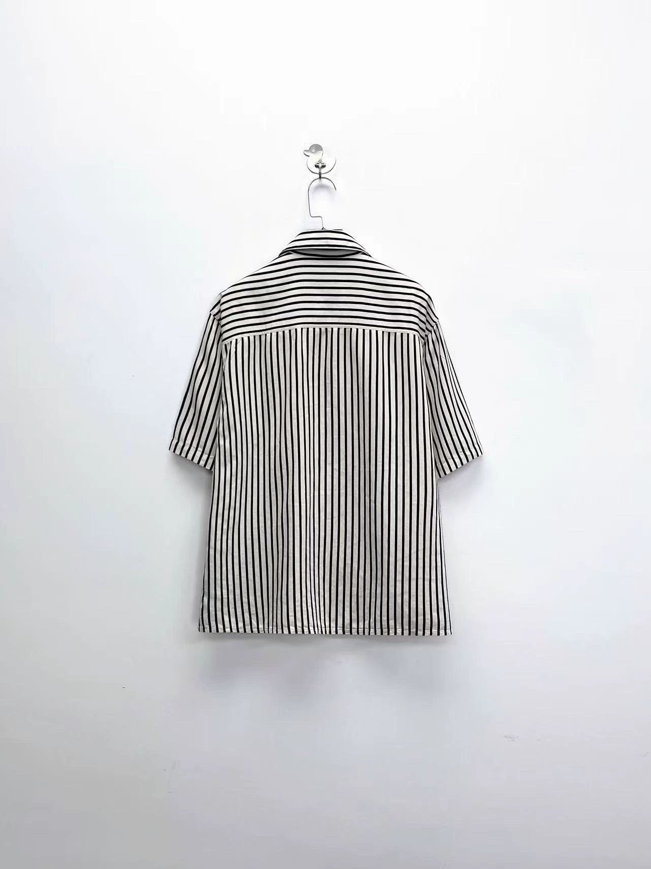 AMI black and white striped short sleeve shirt Size US M / EU 48-50 / 2 - 2 Thumbnail