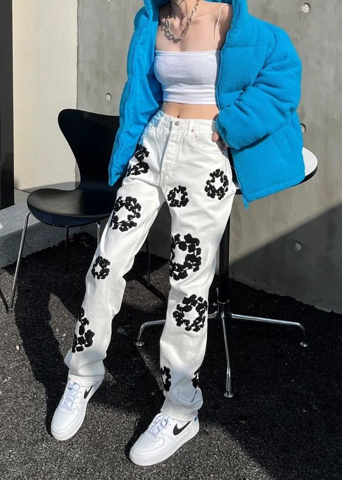 Levi's denim tears x levis white flower pants Size 34" / US 12 / IT 48 - 5 Thumbnail