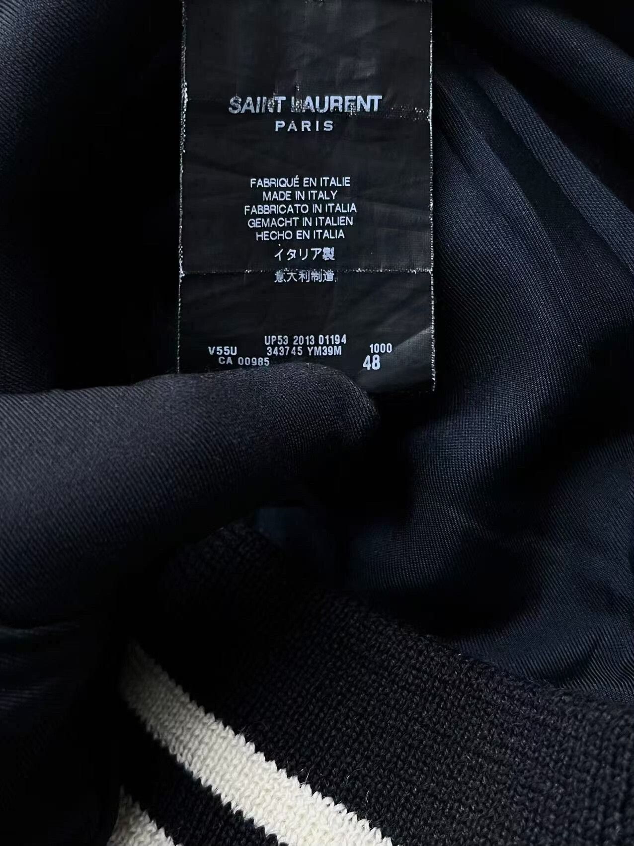 Saint Laurent Paris black and white striped baseball jacket Size US L / EU 52-54 / 3 - 5 Thumbnail