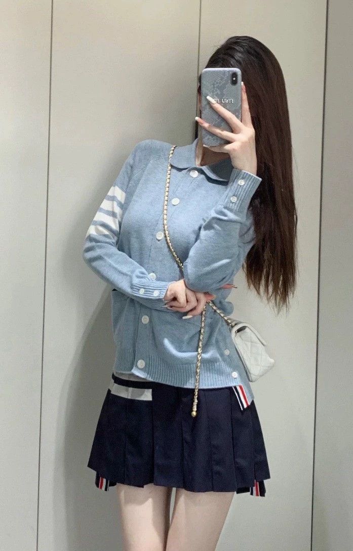 Thom Browne thom browne light blue wool cardigan jacket Size US S / EU 44-46 / 1 - 5 Thumbnail