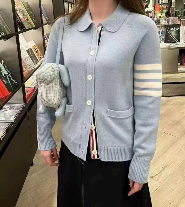 Thom Browne thom browne light blue wool cardigan jacket Size US S / EU 44-46 / 1 - 4 Thumbnail
