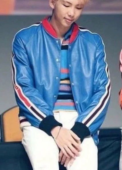 Gucci blue leather logo bomber jacket from gucci Size US L / EU 52-54 / 3 - 5 Thumbnail