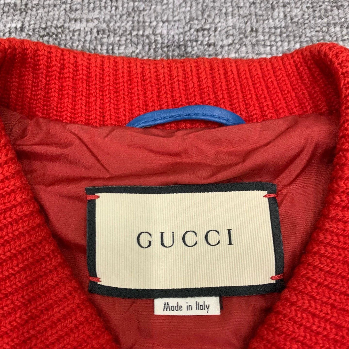 Gucci blue leather logo bomber jacket from gucci Size US L / EU 52-54 / 3 - 6 Thumbnail