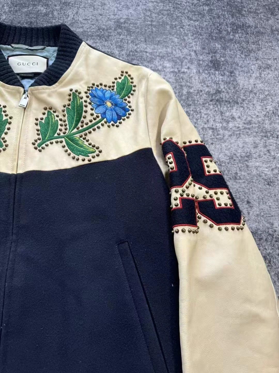 Gucci gucci floral embroidered leather sleeve jacket Size US L / EU 52-54 / 3 - 4 Thumbnail