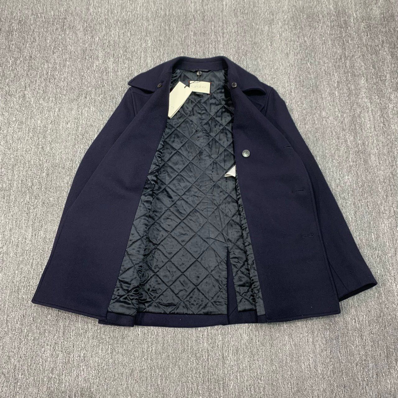 Gucci navy double-breasted wool coat by Gucci Size US S / EU 44-46 / 1 - 9 Thumbnail