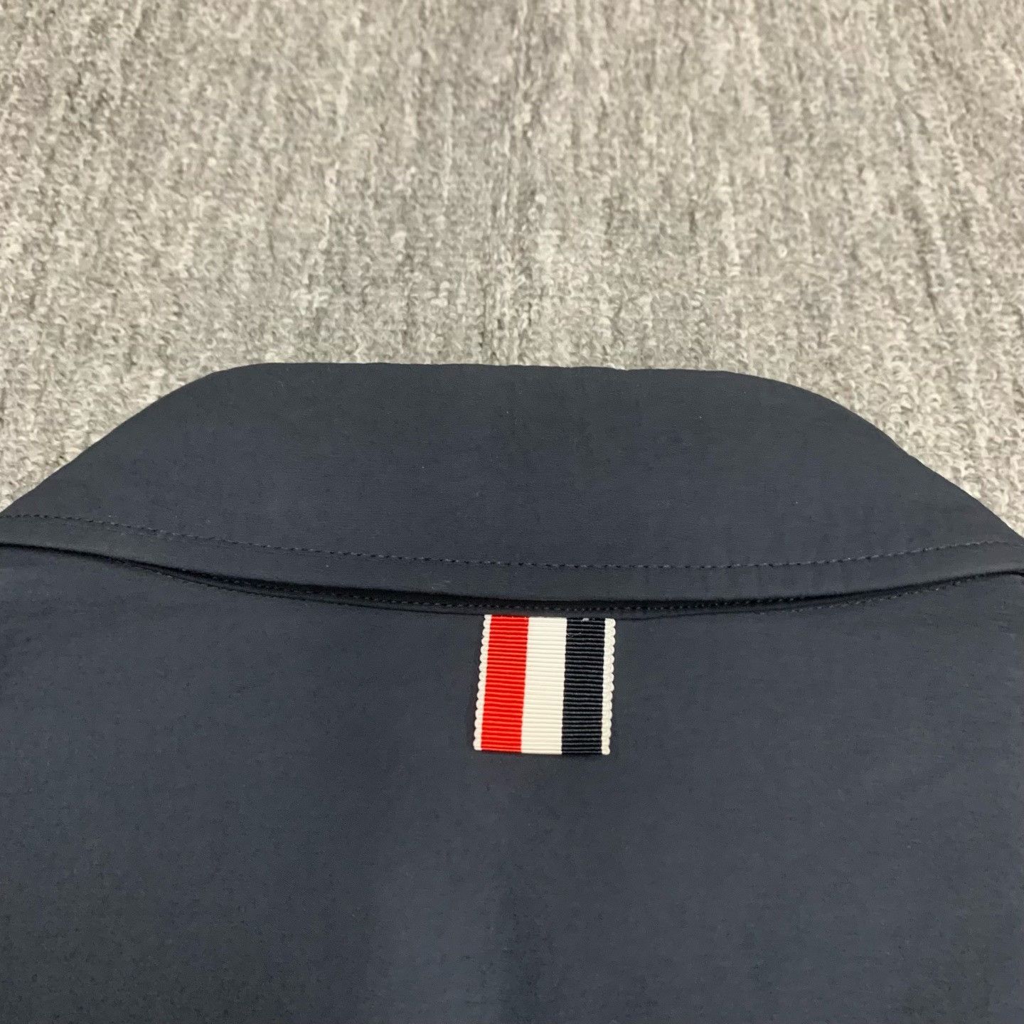 Thom Browne Thom Browne navy three-stripe nylon shirt jacket Size US L / EU 52-54 / 3 - 9 Thumbnail
