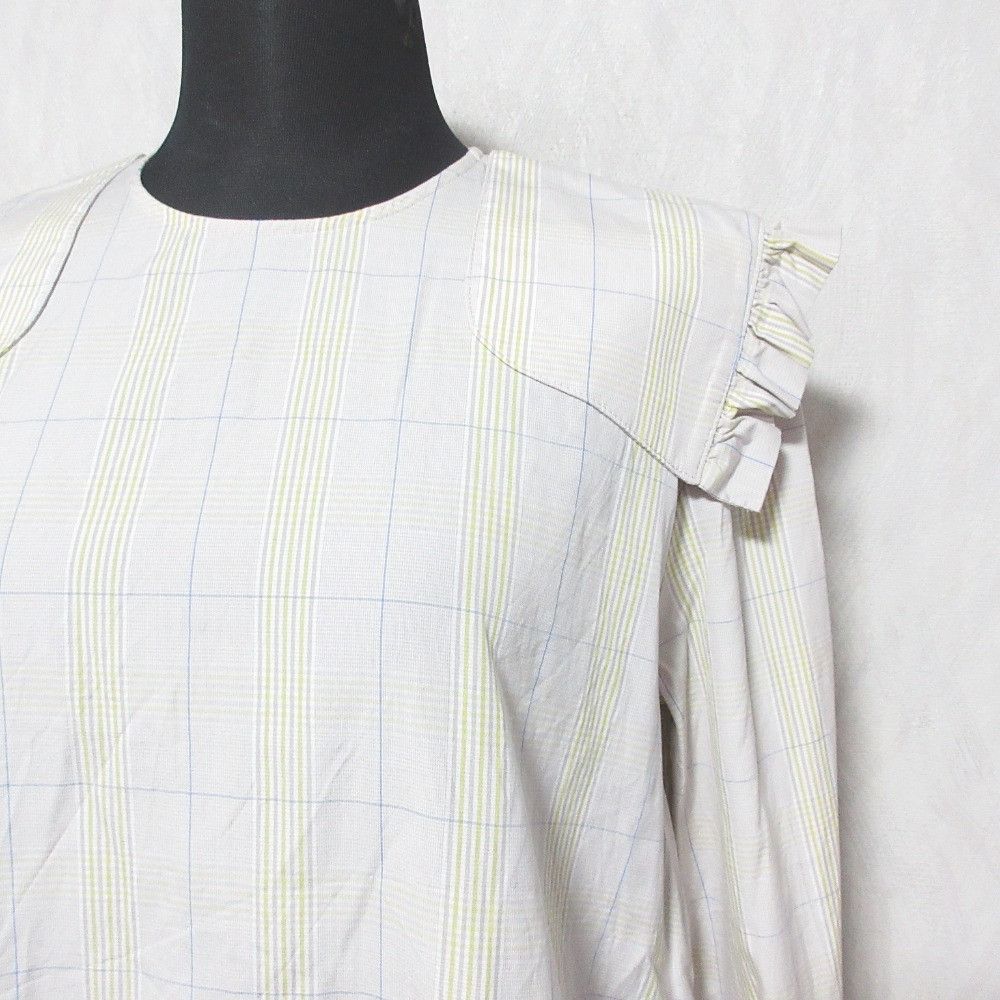 Other Other yori Frill Shoulder Check Blouse Others Tops YR1921-012SP DUTY FREE for USA Size ONE SIZE - 4 Thumbnail