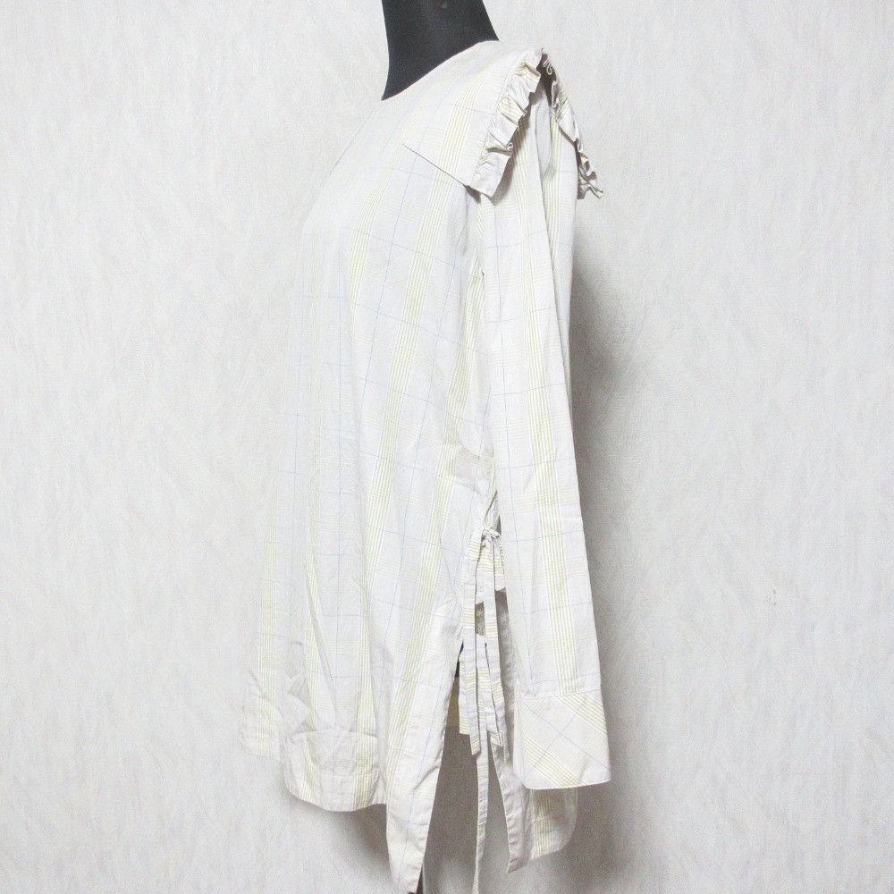 Other Other yori Frill Shoulder Check Blouse Others Tops YR1921-012SP DUTY FREE for USA Size ONE SIZE - 3 Thumbnail