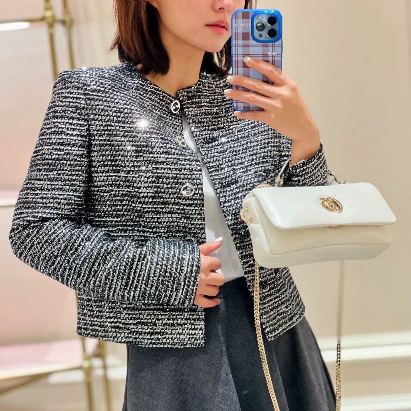 Gucci gucci striped short jacket with round neck Size S / US 4 / IT 40 - 9 Thumbnail