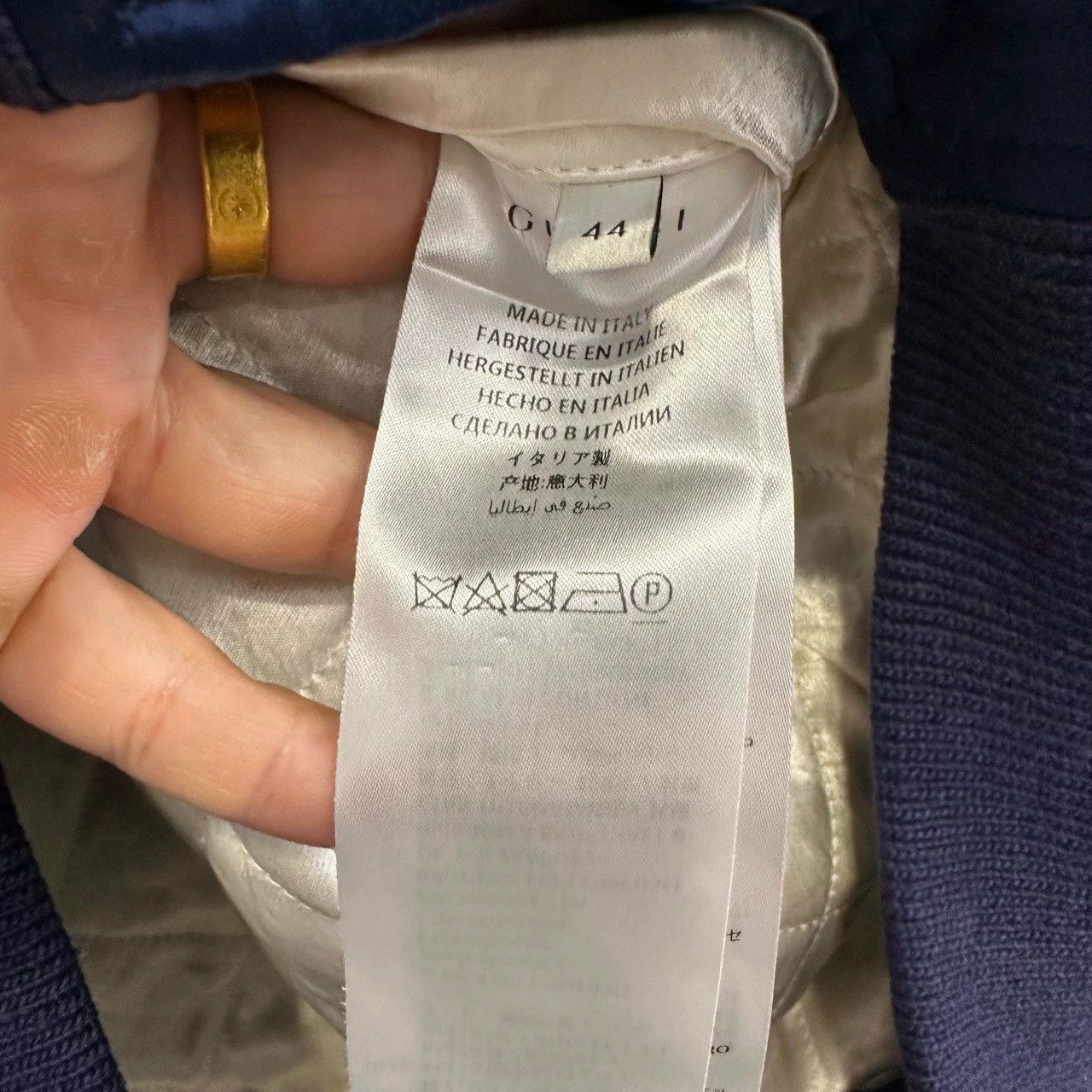 Gucci blue silk baseball jacket from Gucci Size US L / EU 52-54 / 3 - 4 Thumbnail