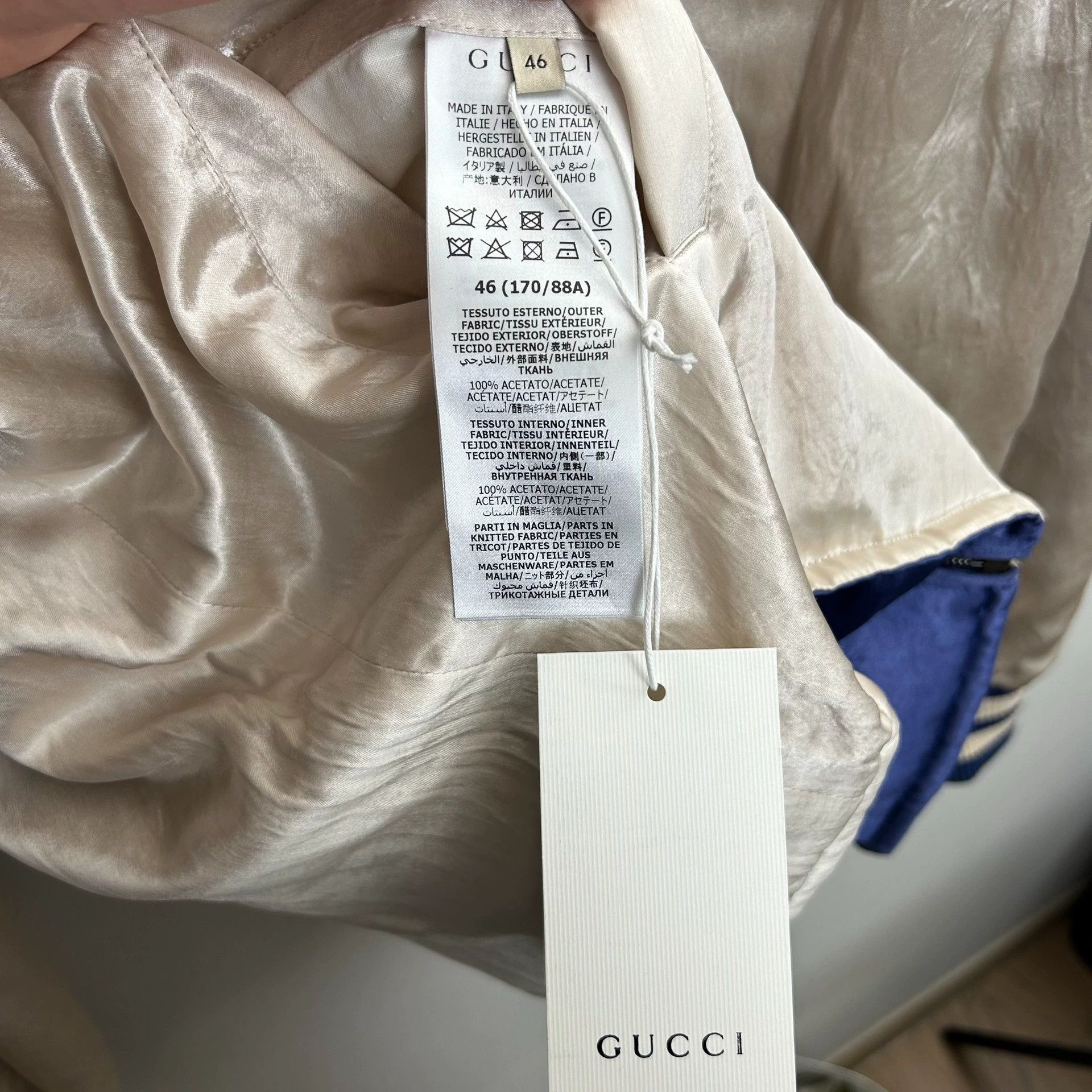 Gucci blue silk reversible jacket by Gucci Size US M / EU 48-50 / 2 - 4 Thumbnail