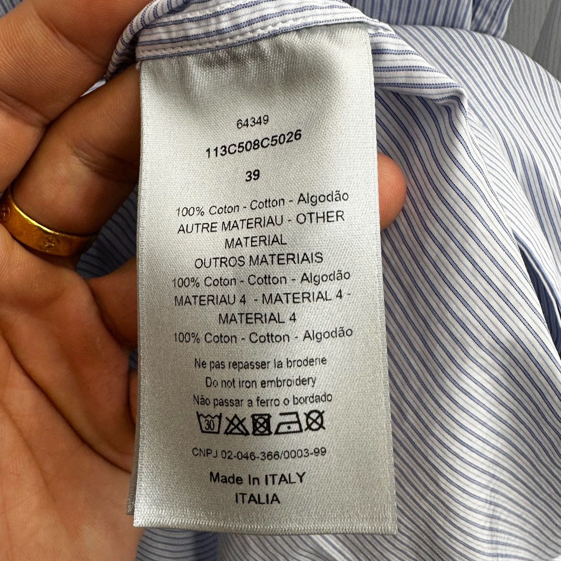Dior Dior Long Sleeve Striped Logo Shirt Size US M / EU 48-50 / 2 - 4 Thumbnail