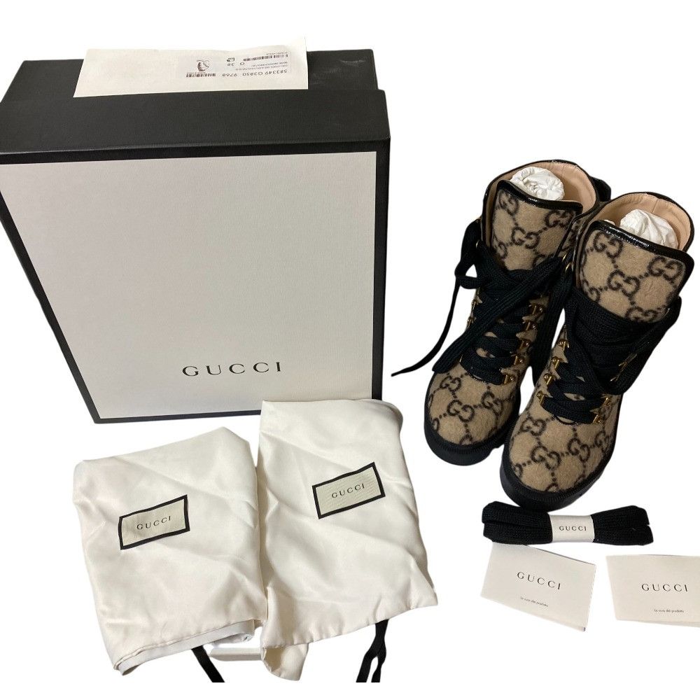 Gucci Gucci Gucci GG Wool Ankle Boots Natural Material Shoes 583349 DUTY FREE for USA Size ONE SIZE - 13 Thumbnail