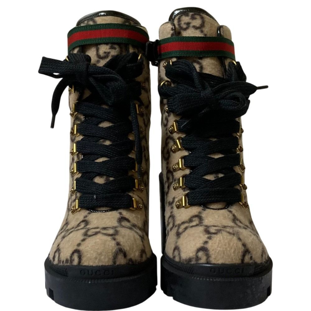 Gucci Gucci Gucci GG Wool Ankle Boots Natural Material Shoes 583349 DUTY FREE for USA Size ONE SIZE - 3 Thumbnail
