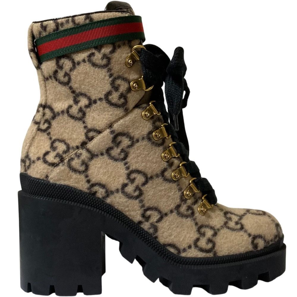 Gucci Gucci Gucci GG Wool Ankle Boots Natural Material Shoes 583349 DUTY FREE for USA Size ONE SIZE - 6 Thumbnail