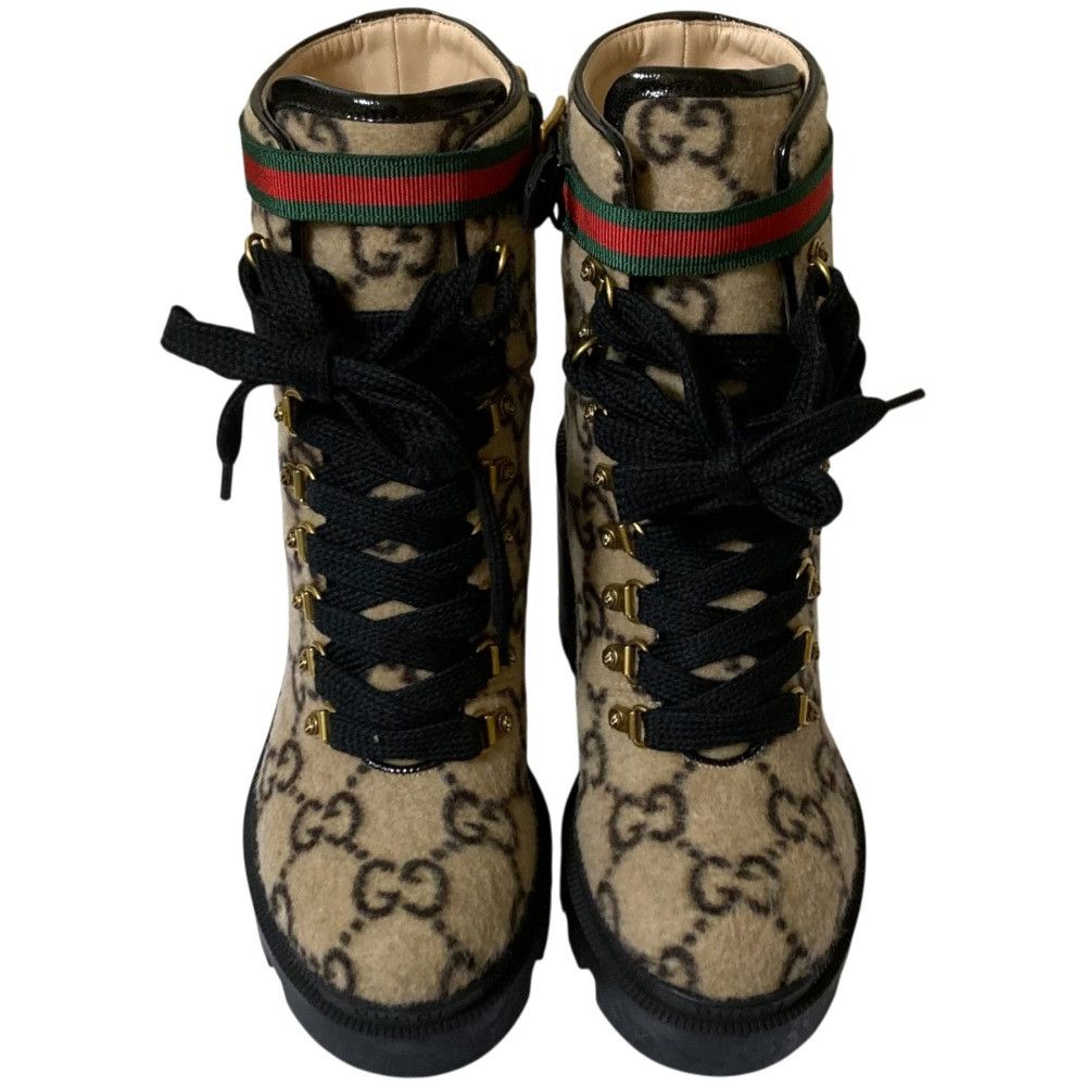 Gucci Gucci Gucci GG Wool Ankle Boots Natural Material Shoes 583349 DUTY FREE for USA Size ONE SIZE - 2 Thumbnail