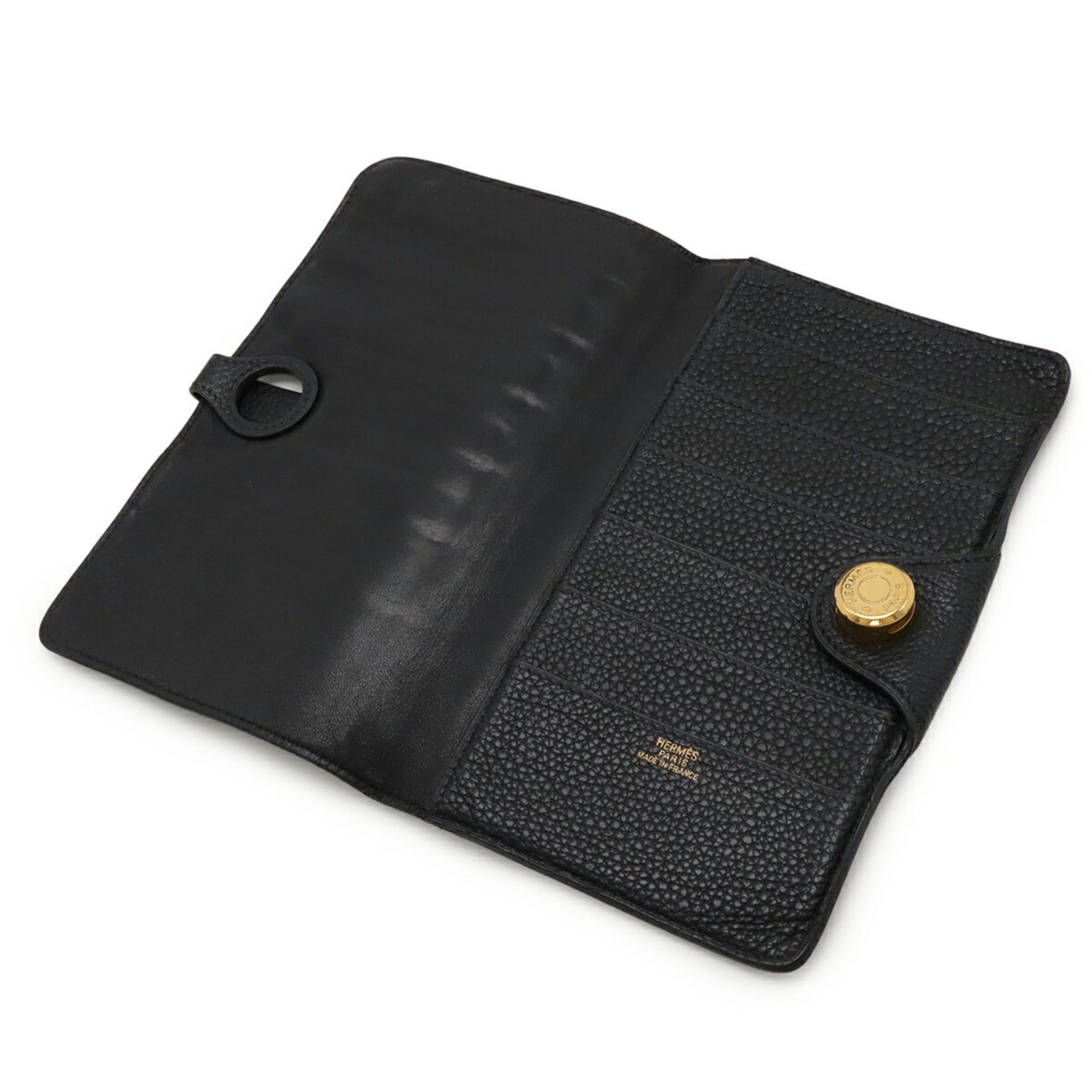Hermes HERMES Dogon MM Bi-fold Long Wallet, Togo Leather, Black Size ONE SIZE - 6 Thumbnail