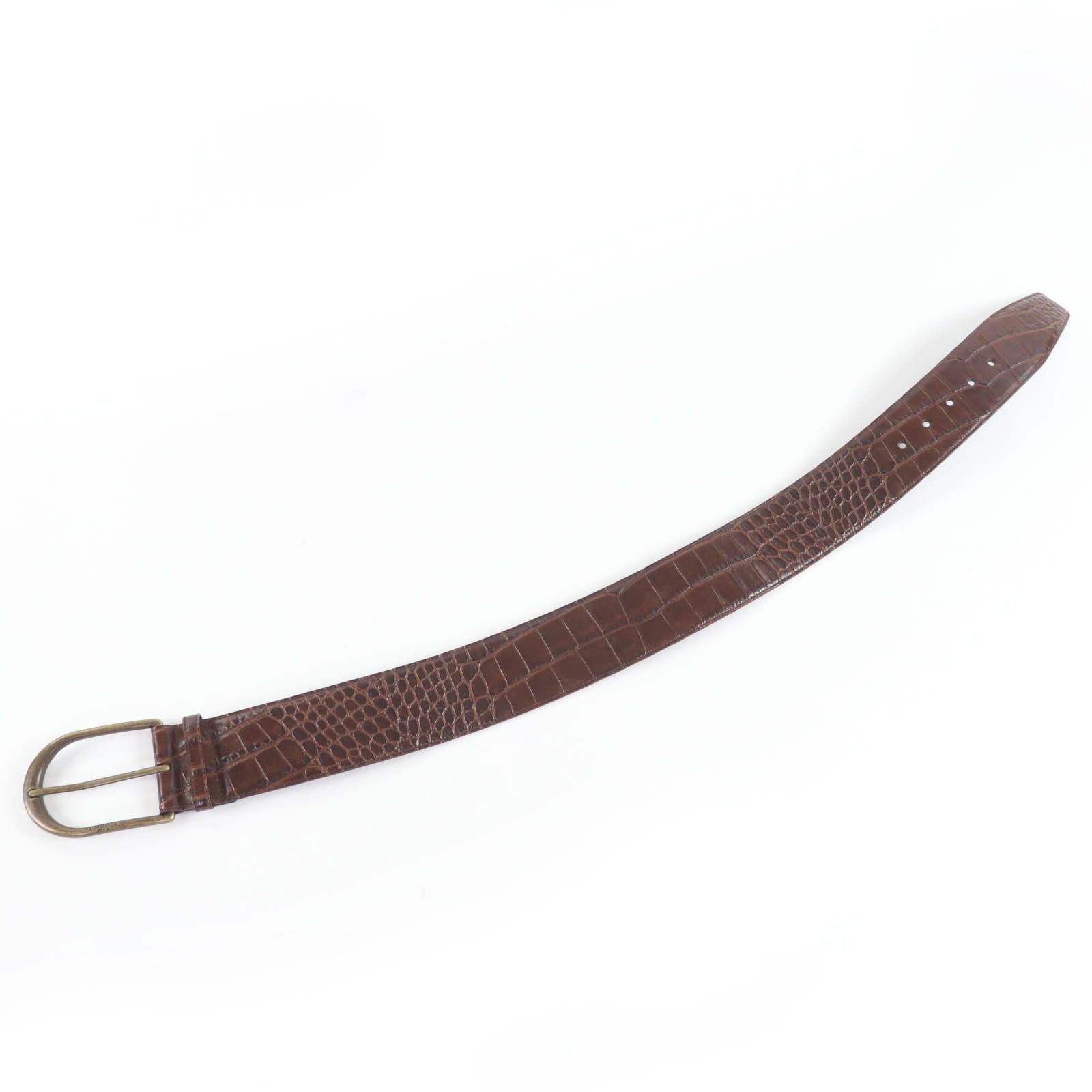 Yves Saint Laurent Yves Saint Laurent Saint Laurent Croco embossed leather Belt Leather Belt GRZ619783 DUTY FREE for USA Size ONE SIZE - 7 Thumbnail