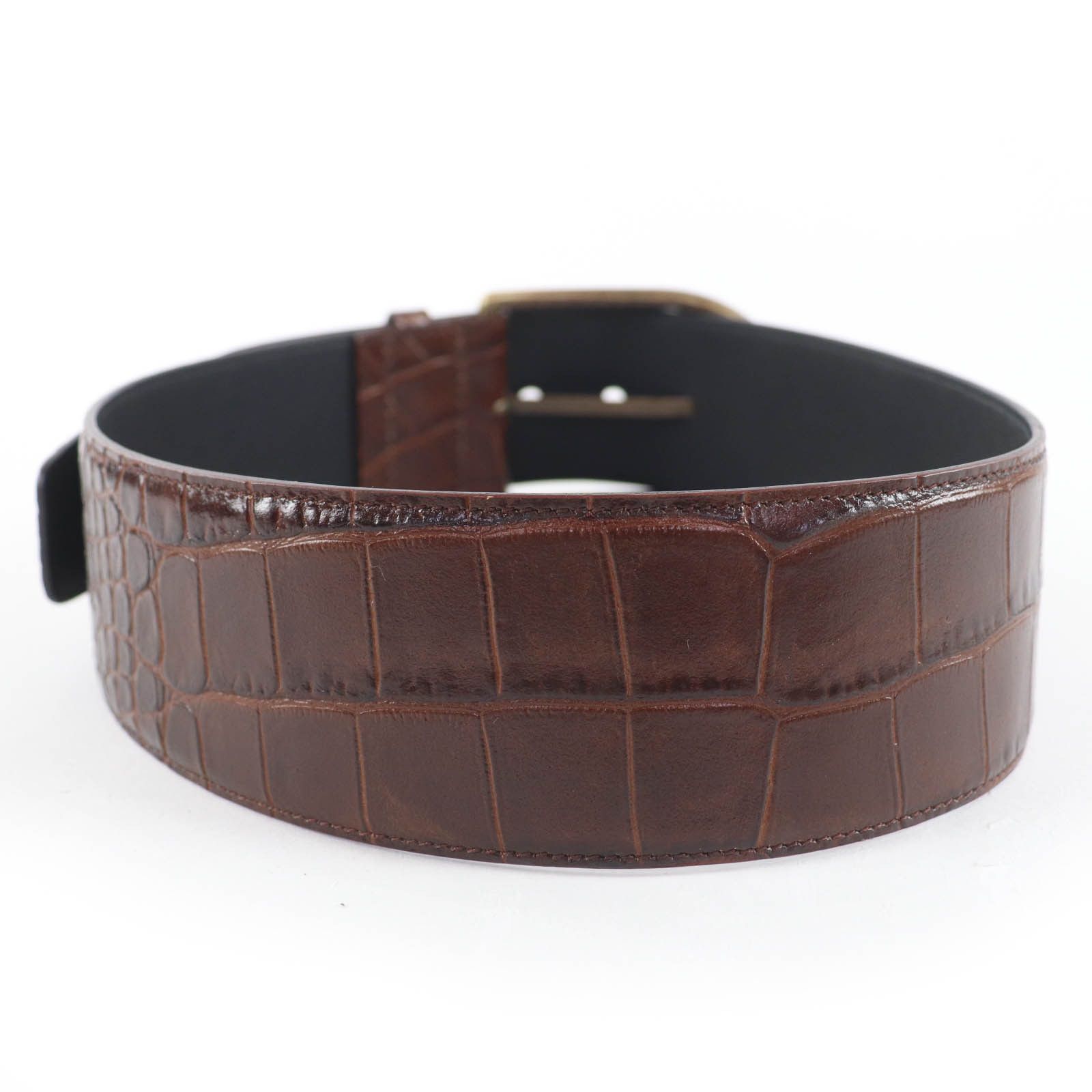 Yves Saint Laurent Yves Saint Laurent Saint Laurent Croco embossed leather Belt Leather Belt GRZ619783 DUTY FREE for USA Size ONE SIZE - 4 Thumbnail