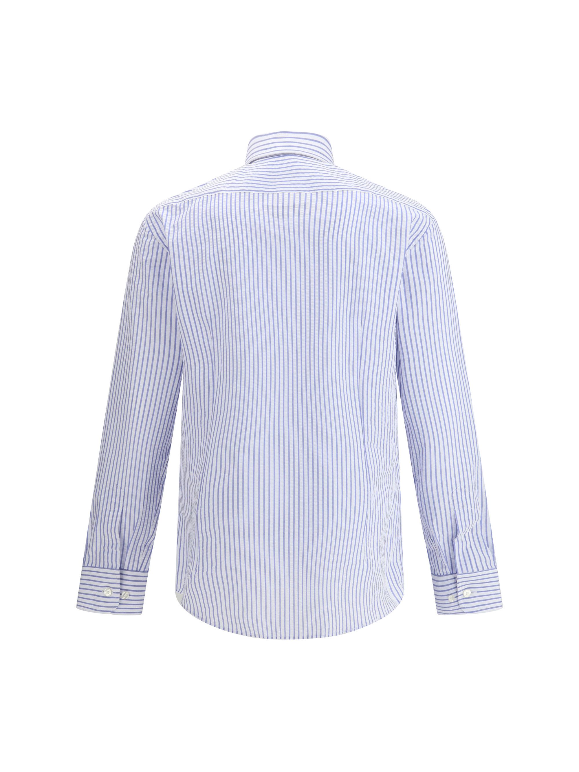 Striped cotton Shirt with an embroidered Pegaso logo on the chest