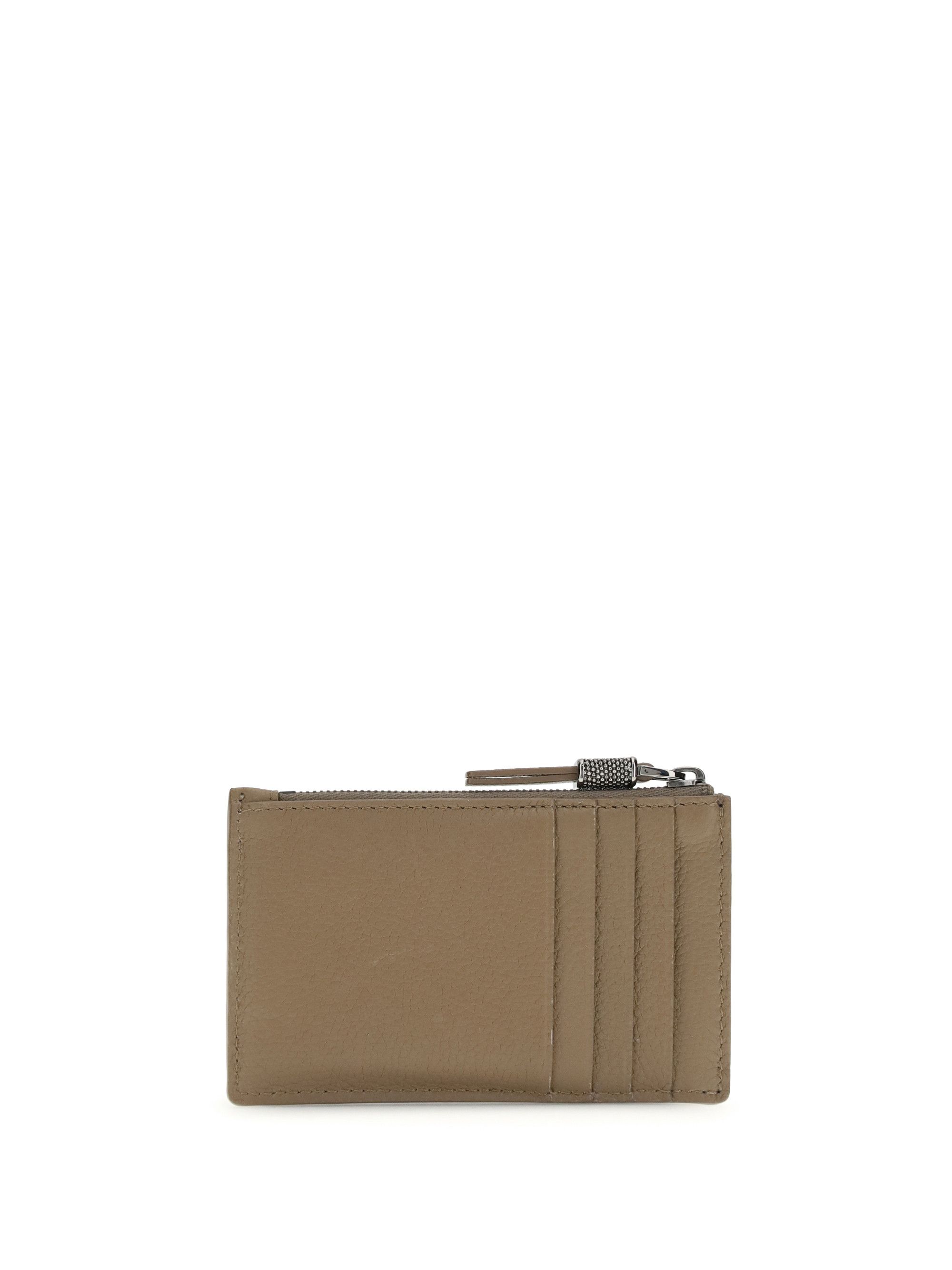 Brunello Cucinelli Leather Card Holder with grain and Shiny Zipper Pull Size ONE SIZE - 2 Thumbnail