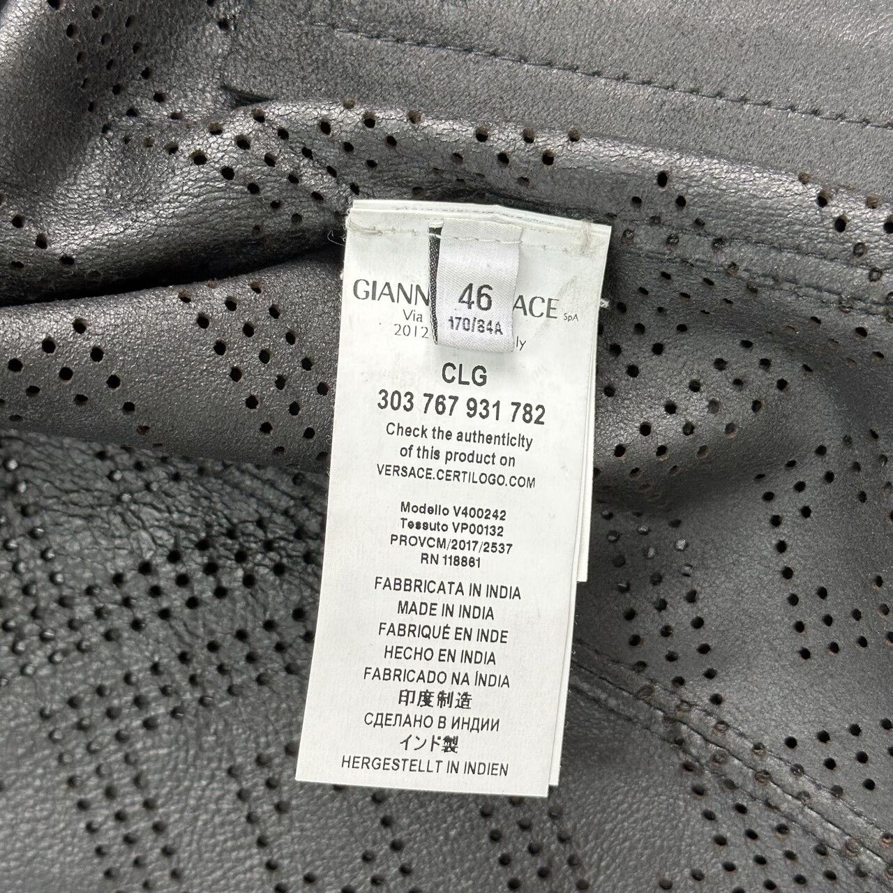 Versace versace perforated print leather jacket size 46 Size US M / EU 48-50 / 2 - 4 Thumbnail
