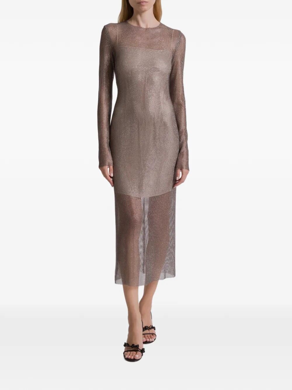 Alberta Ferretti CRYSTALS NET MIDI DRESS Size M / US 6-8 / IT 42-44 - 3 Thumbnail