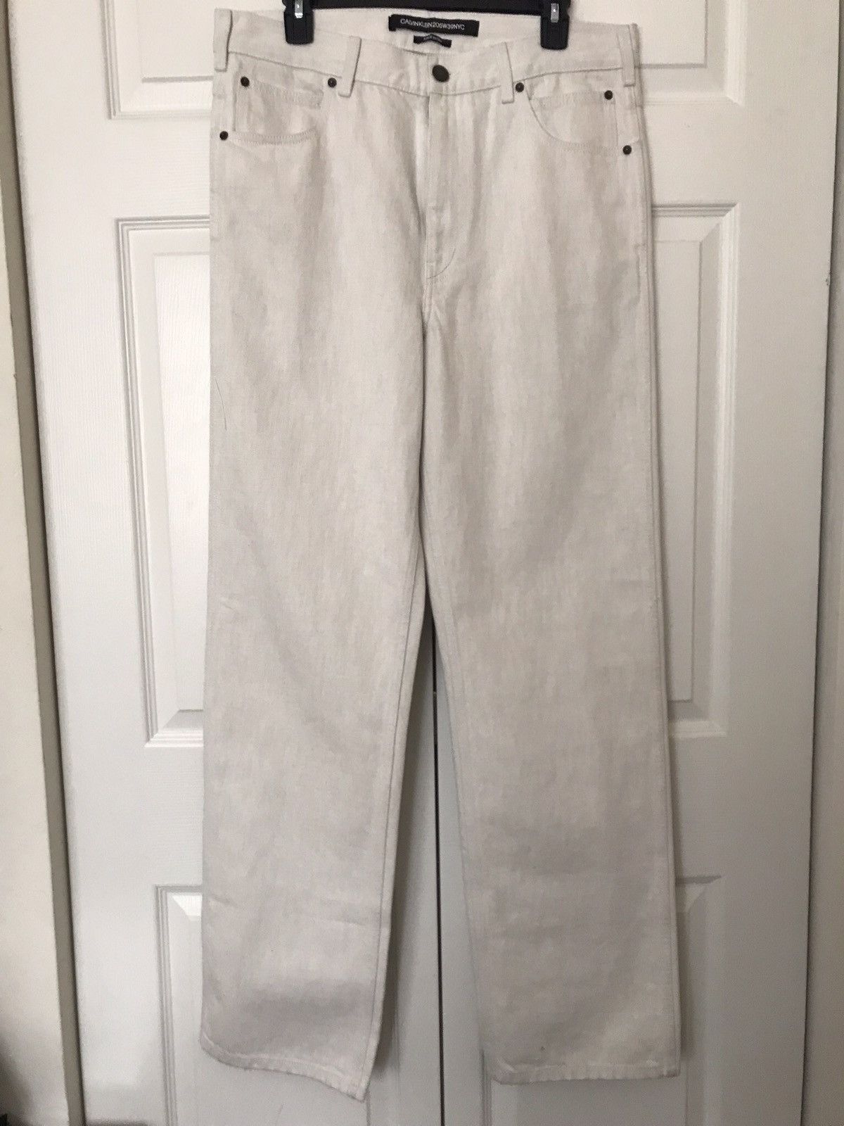 Calvin Klein 205W39NYC Calvin Klein 205W39NYC x RAF Simons Off White Wide Leg Jeans Size US 34 / EU 50 - 3 Thumbnail