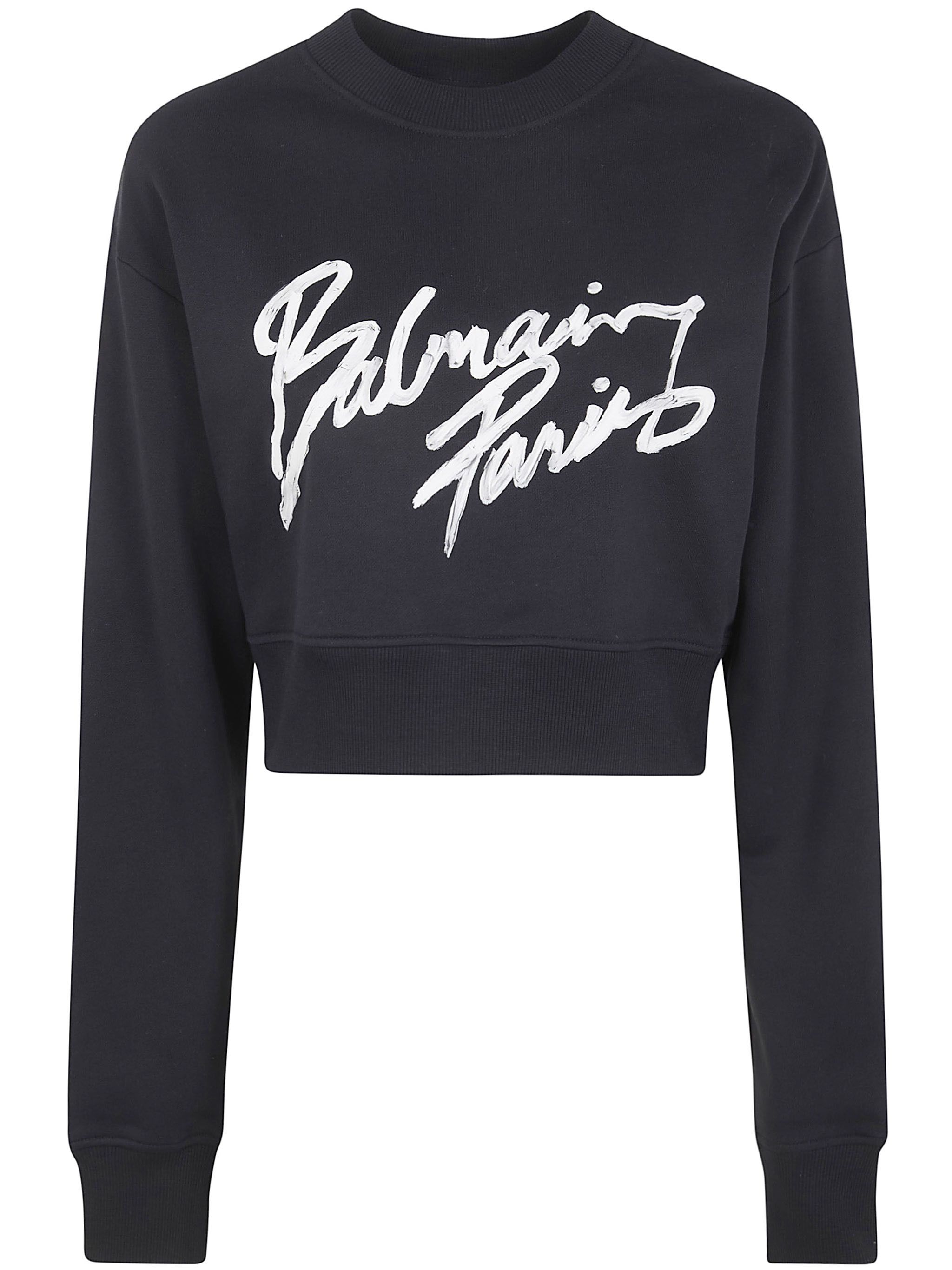 Balmain "BALMAIN PARIS" CROPPED ROUNDNECK SWEATER Size L / US 10 / IT 46 - 6 Thumbnail