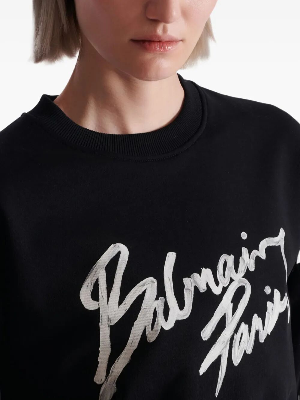 Balmain "BALMAIN PARIS" CROPPED ROUNDNECK SWEATER Size M / US 6-8 / IT 42-44 - 4 Thumbnail