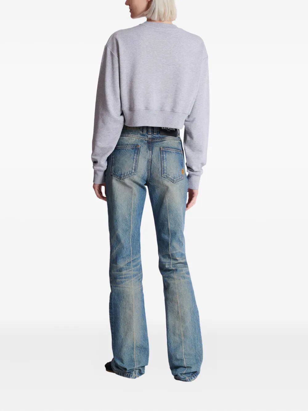 Balmain "BALMAIN PARIS" CROPPED ROUNDNECK SWEATER Size S / US 4 / IT 40 - 3 Thumbnail
