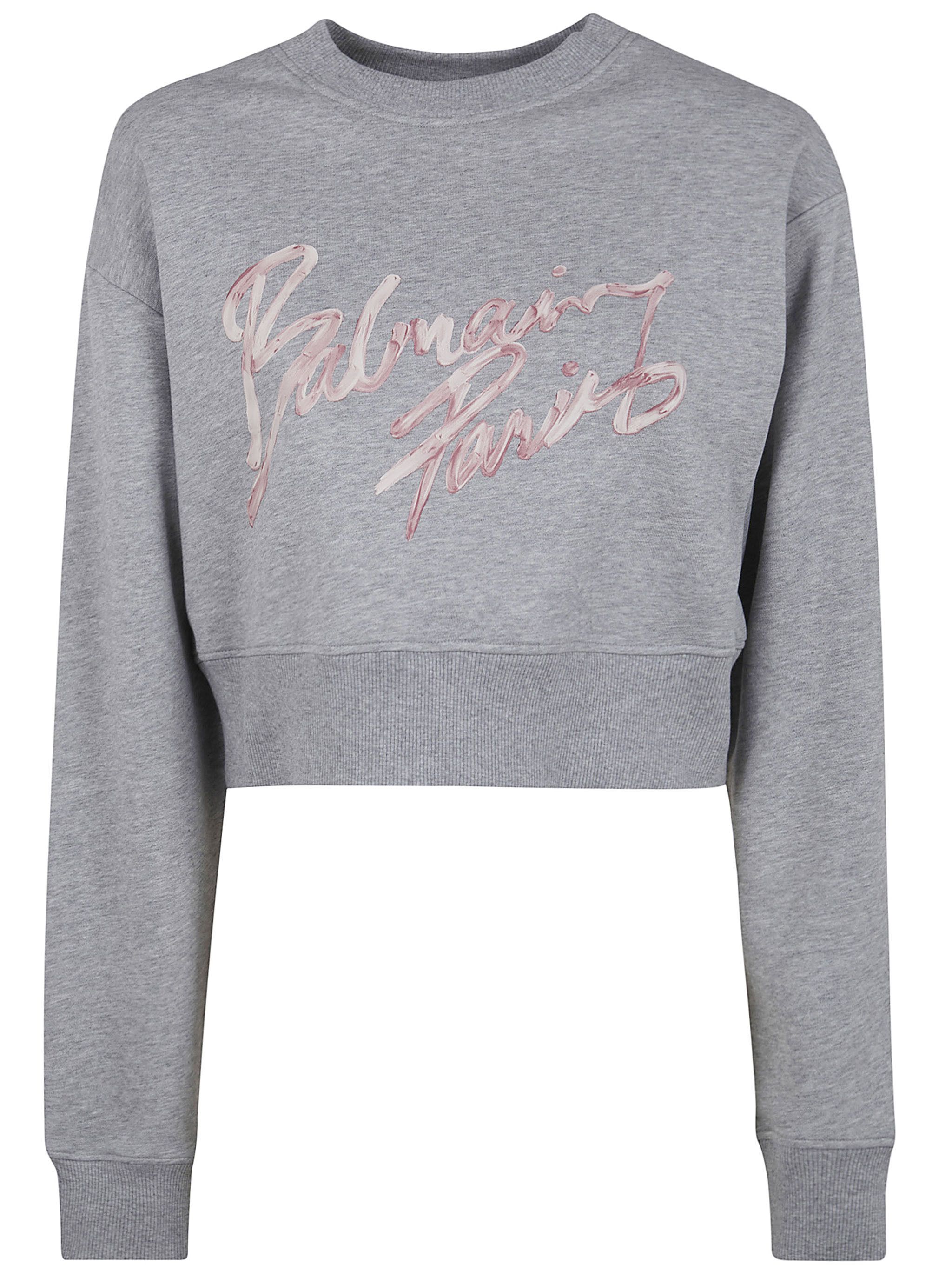 Balmain "BALMAIN PARIS" CROPPED ROUNDNECK SWEATER Size S / US 4 / IT 40 - 6 Thumbnail