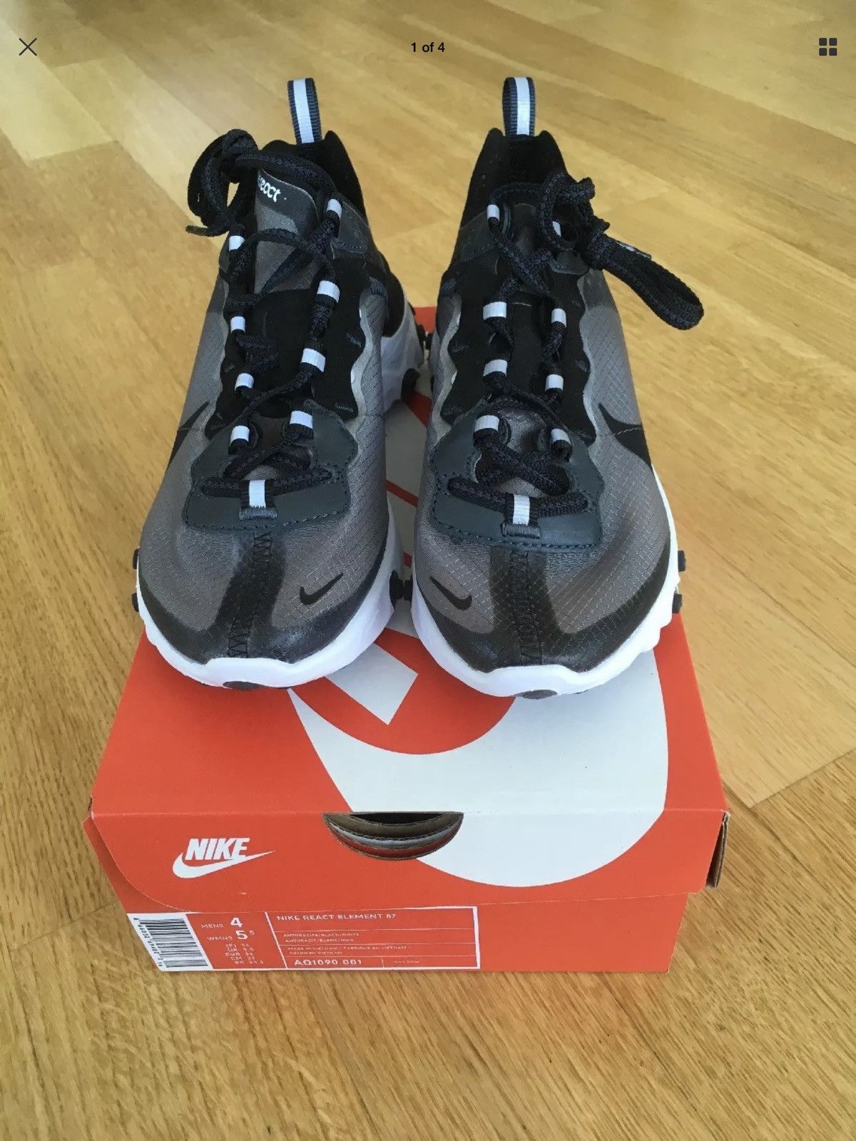 Nike React Element 87 Black Anthracite Wo/mens Size 5.5 Mens