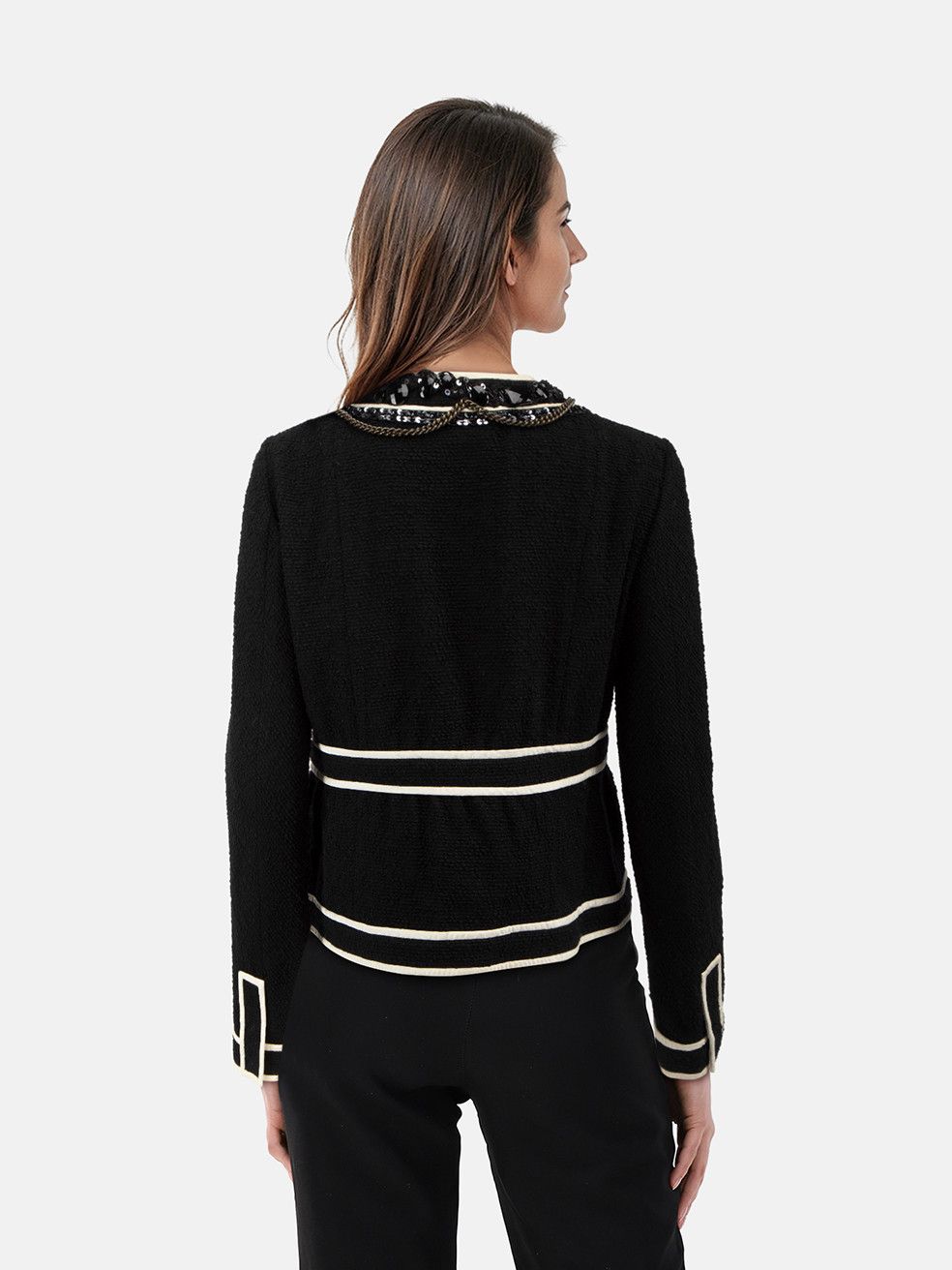 Moschino Black Wool Bow Embellished Detail Jacket Size L / US 10 / IT 46 - 2 Thumbnail