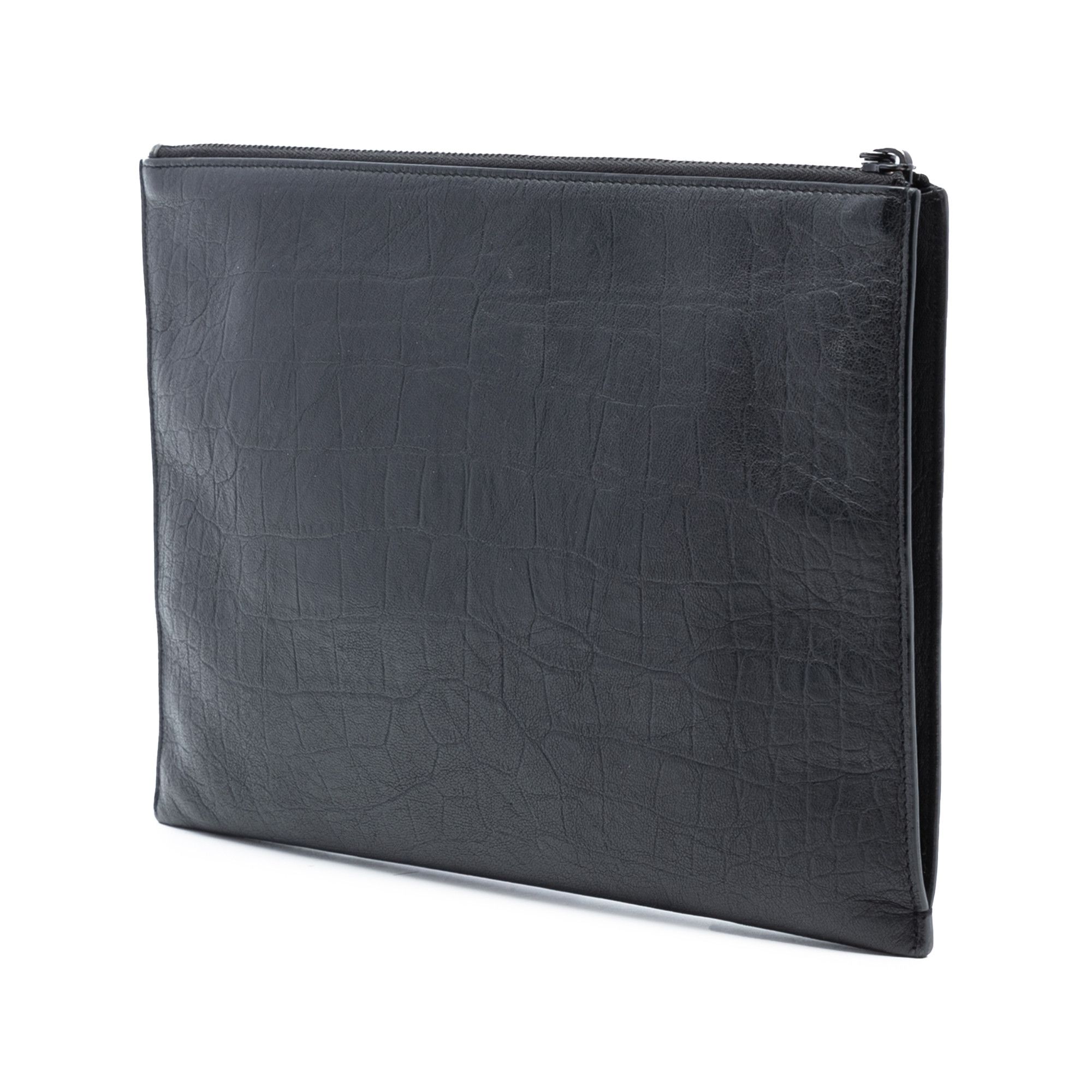 Yves Saint Laurent Yves Saint Laurent Croc Embossed Leather Monogram Clutch Size ONE SIZE - 2 Thumbnail