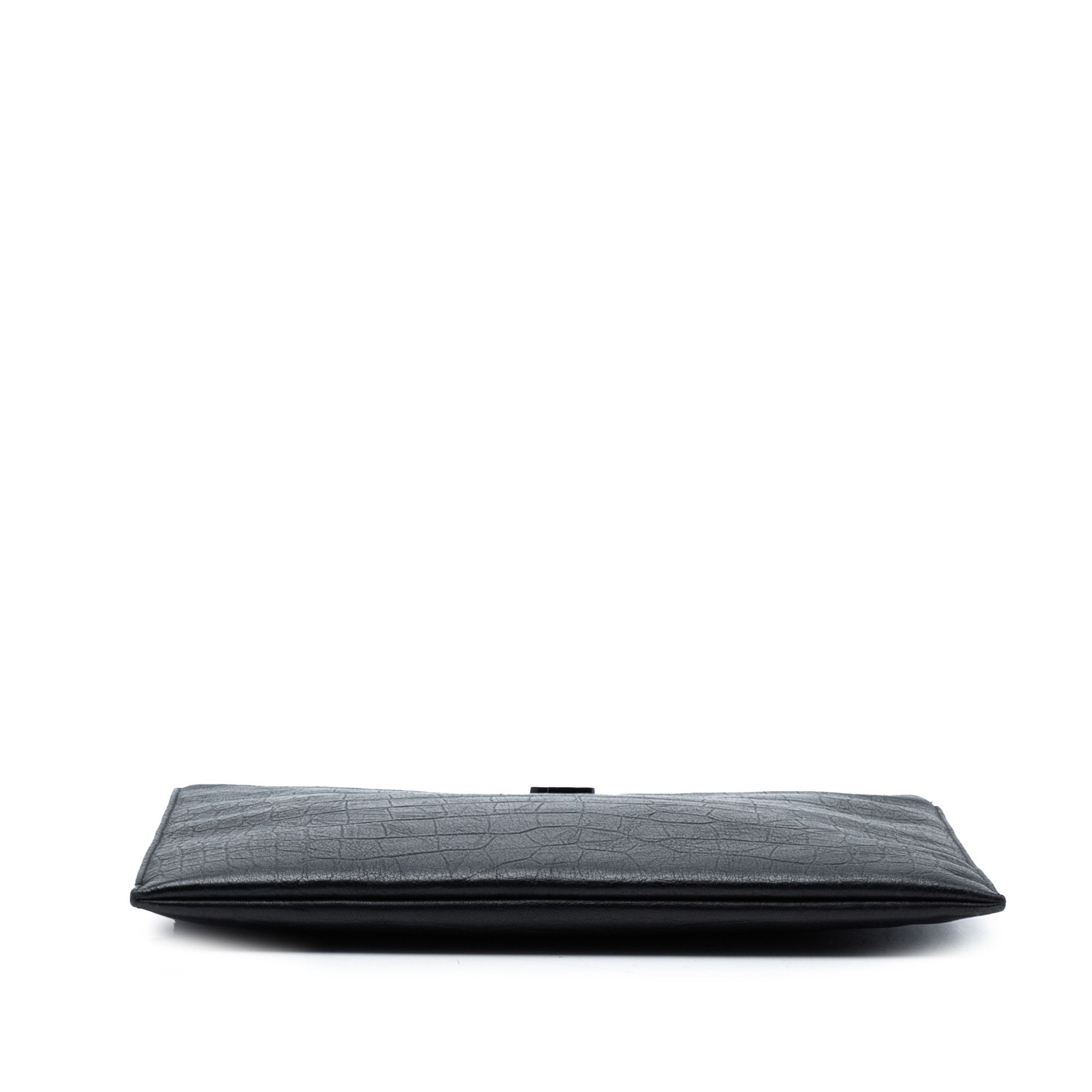 Yves Saint Laurent Yves Saint Laurent Croc Embossed Leather Monogram Clutch Size ONE SIZE - 3 Thumbnail