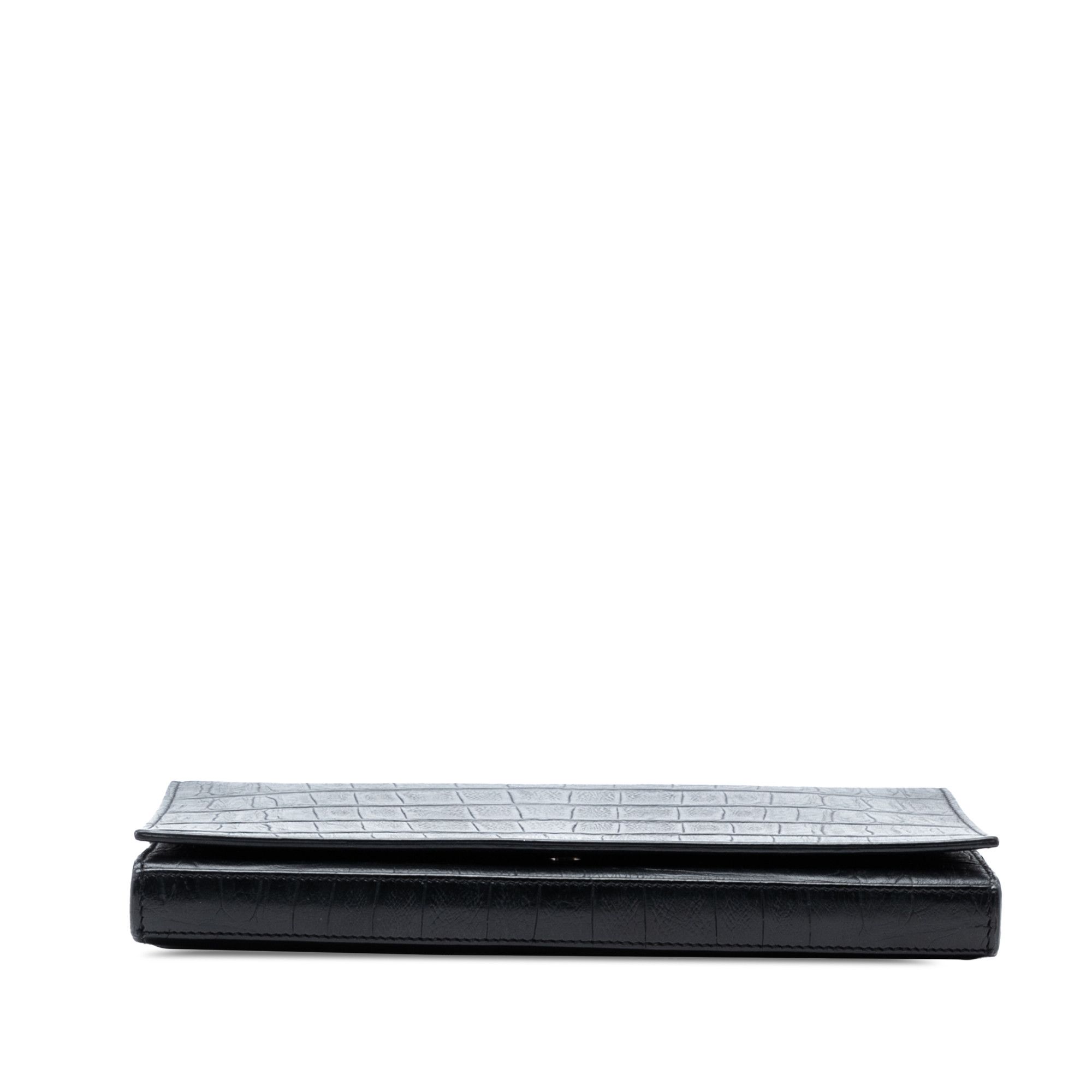 Yves Saint Laurent Yves Saint Laurent Croc Embossed Leather Wallet On Chain Size ONE SIZE - 3 Thumbnail