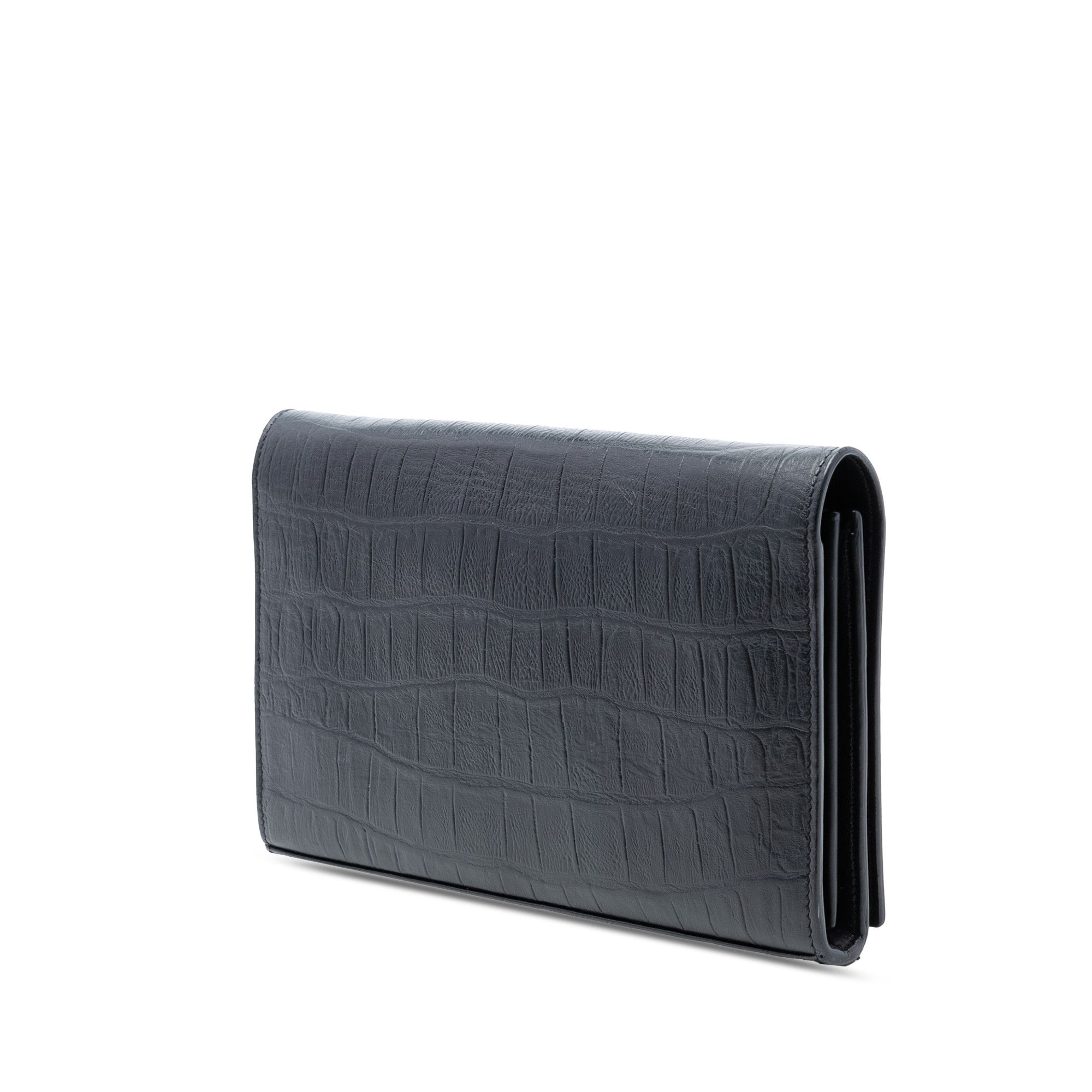 Yves Saint Laurent Yves Saint Laurent Croc Embossed Leather Wallet On Chain Size ONE SIZE - 2 Thumbnail