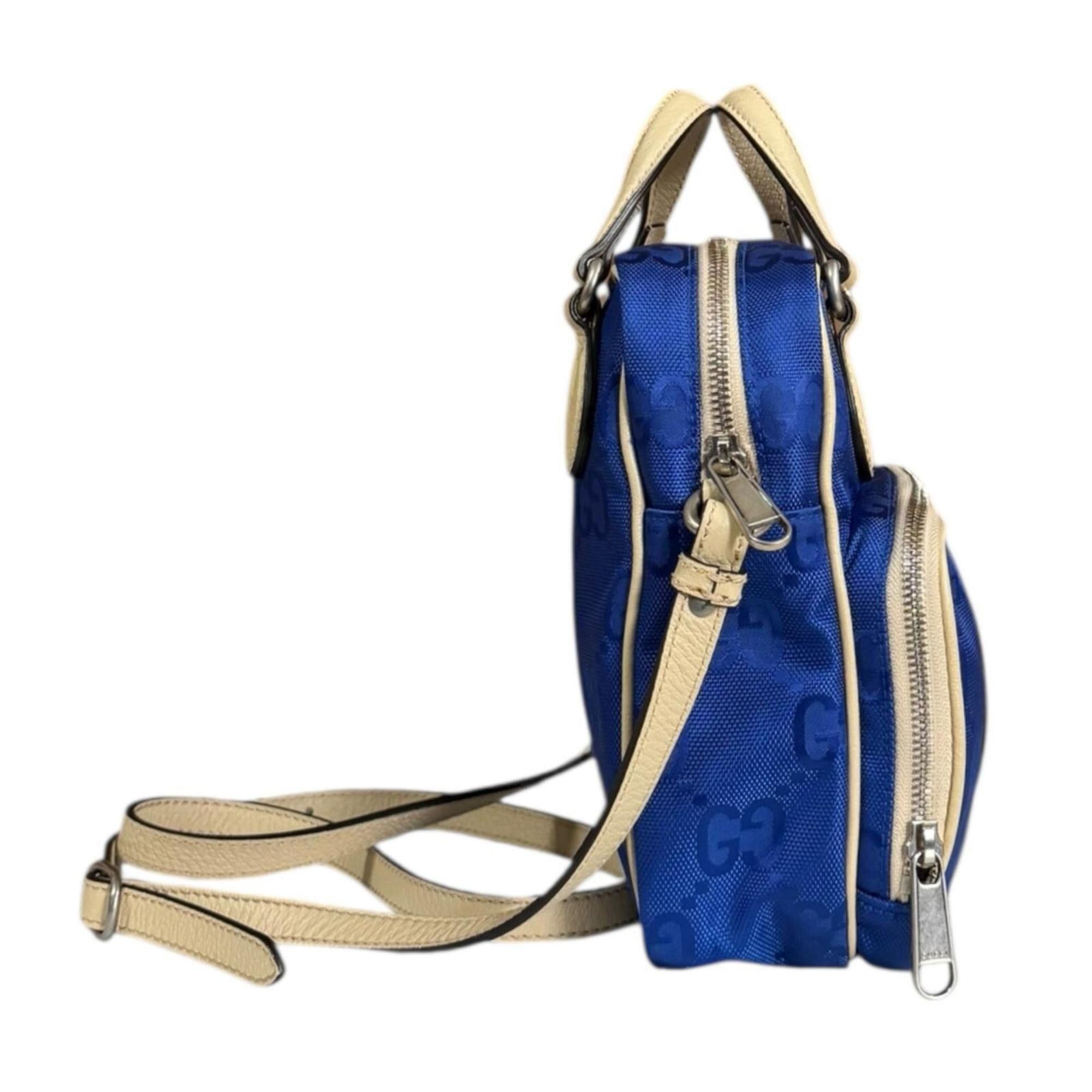 Gucci Gucci Ob the Grid Shoulder Bag, Nylon 625850, Blue, Unisex, GUCCI 2-Way Size ONE SIZE - 4 Thumbnail