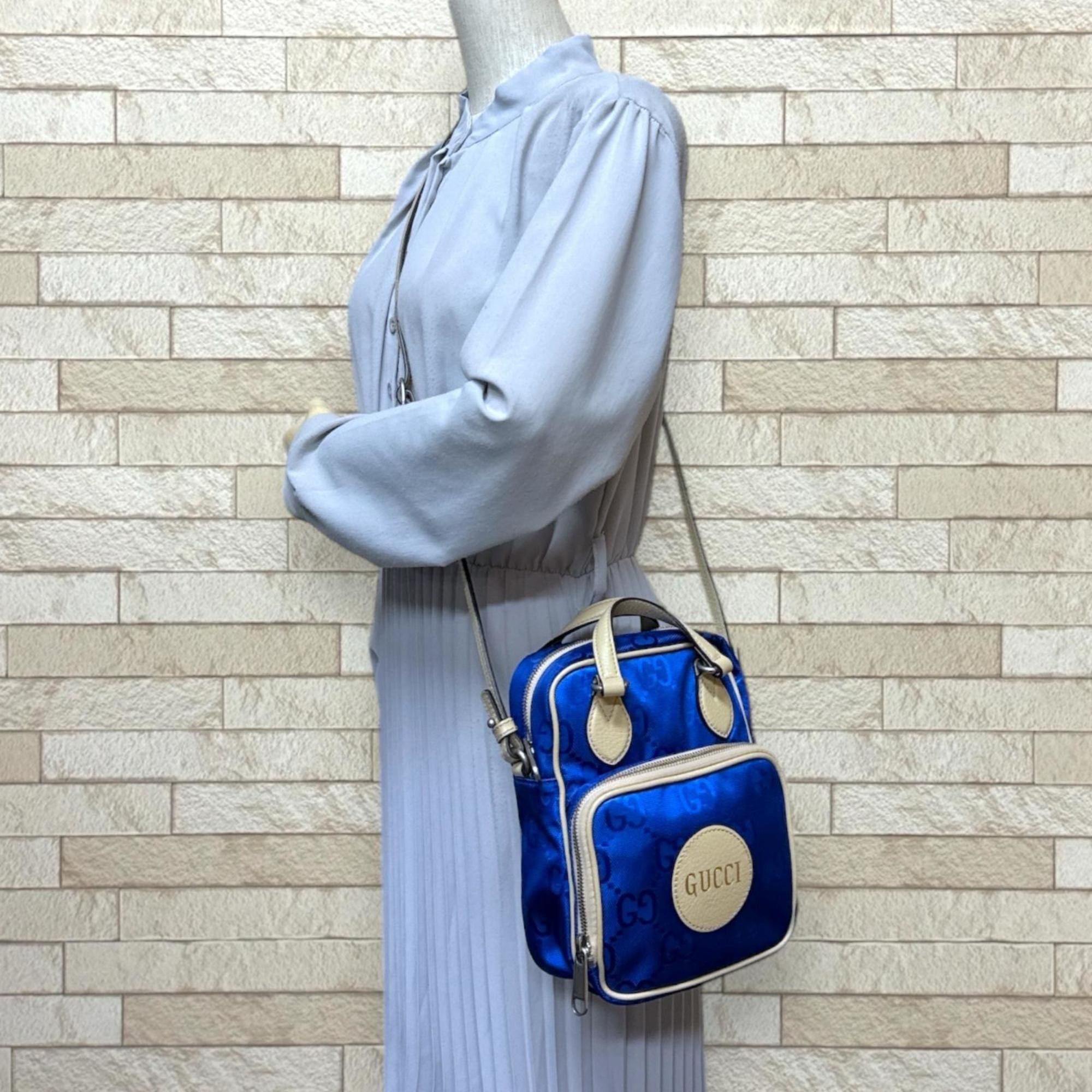 Gucci Gucci Ob the Grid Shoulder Bag, Nylon 625850, Blue, Unisex, GUCCI 2-Way Size ONE SIZE - 2 Thumbnail