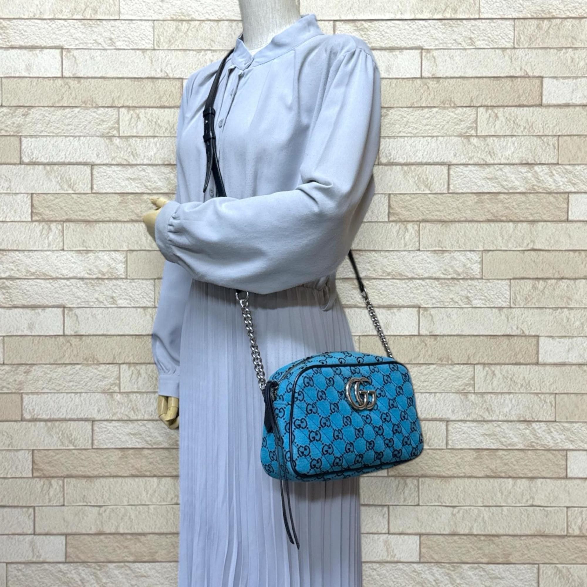 Gucci Gucci Quilted Chain Shoulder Bag GG Marmont Canvas 447632 Blue Women's GUCCI Size ONE SIZE - 2 Thumbnail